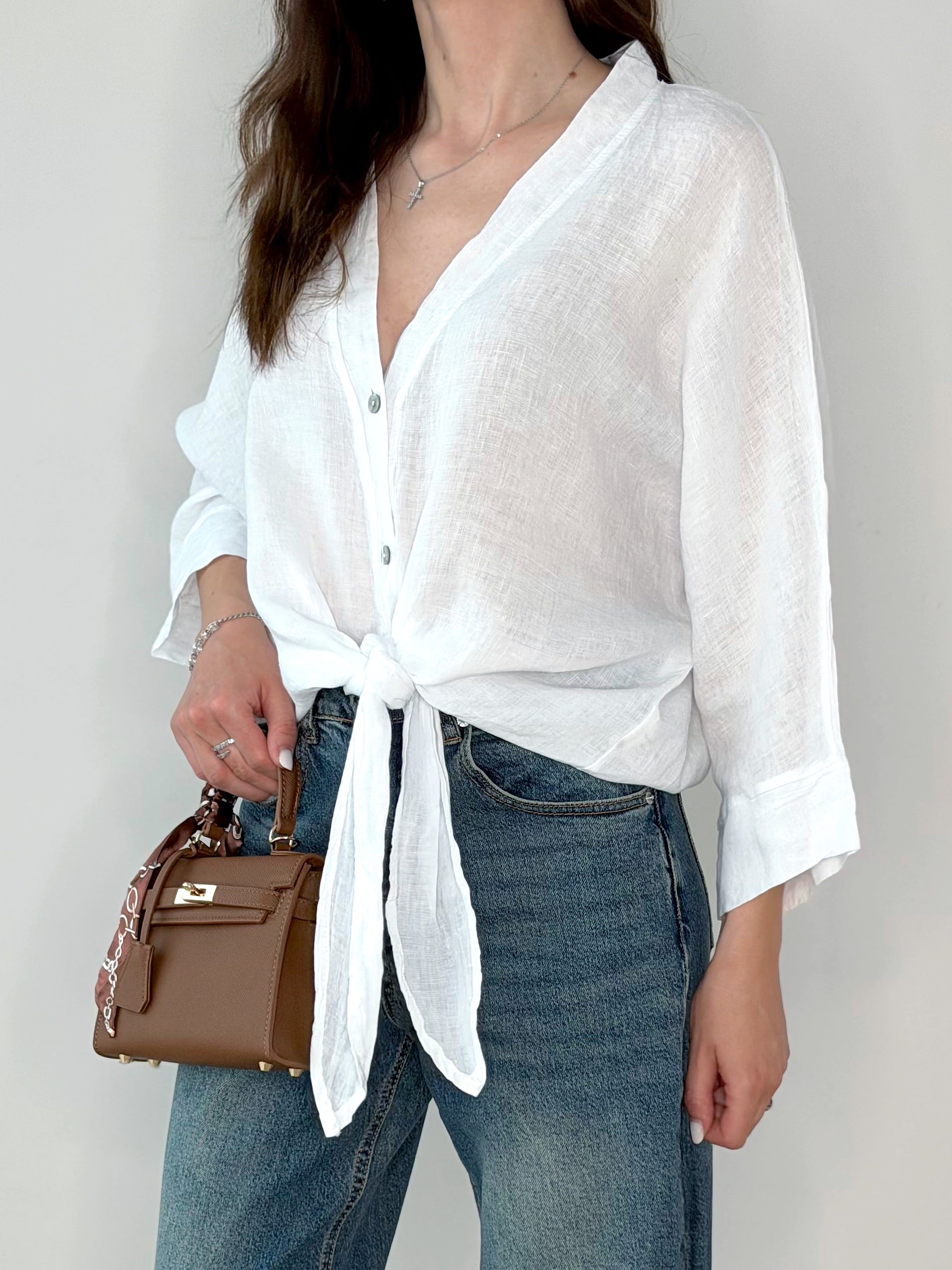 CAMICIA 100% LINO CON NODO
