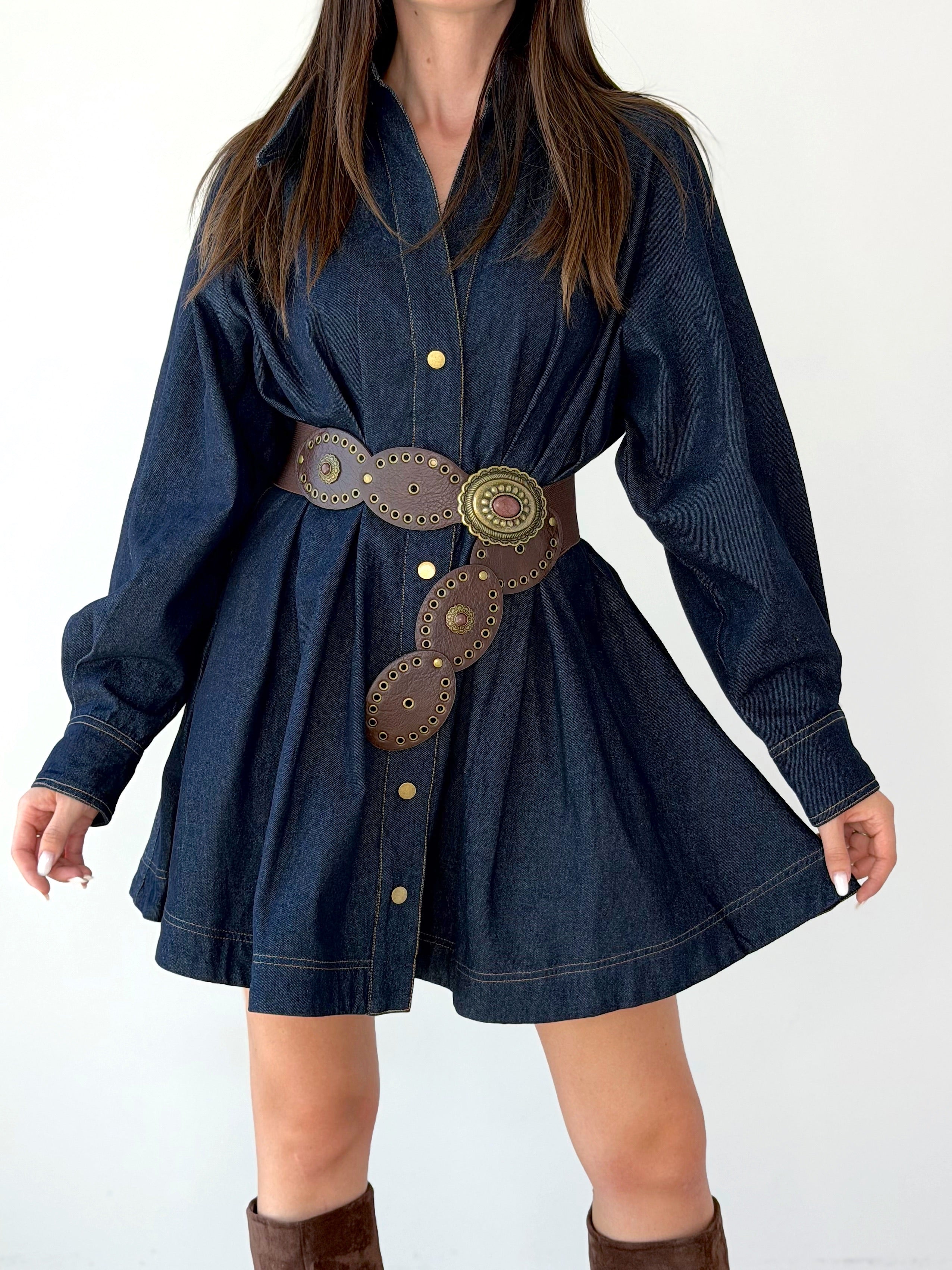 VESTITO BLU DENIM CON PENCE ( PREMIUM QUALITY)