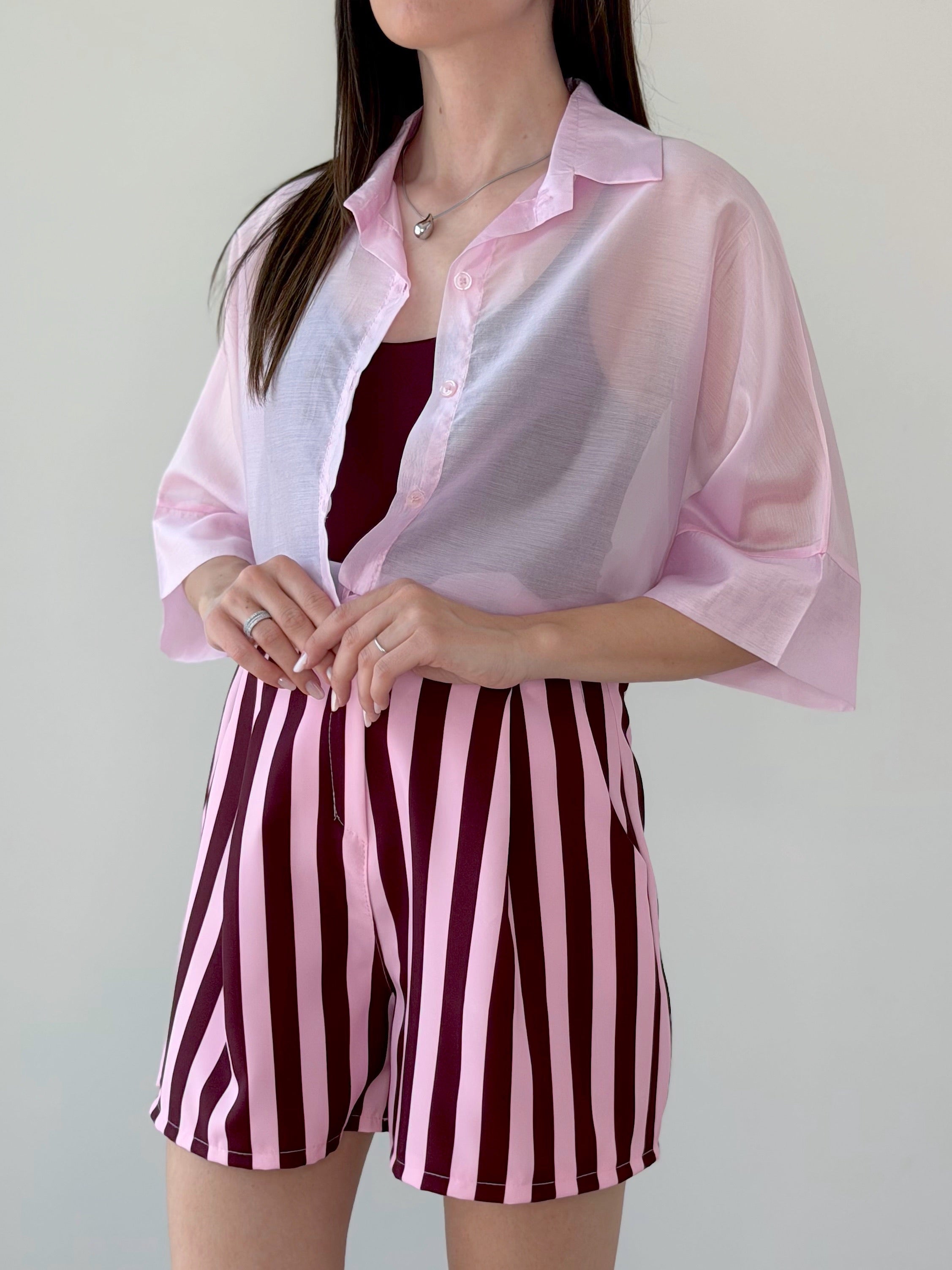 CAMICIA ROSA VELATA