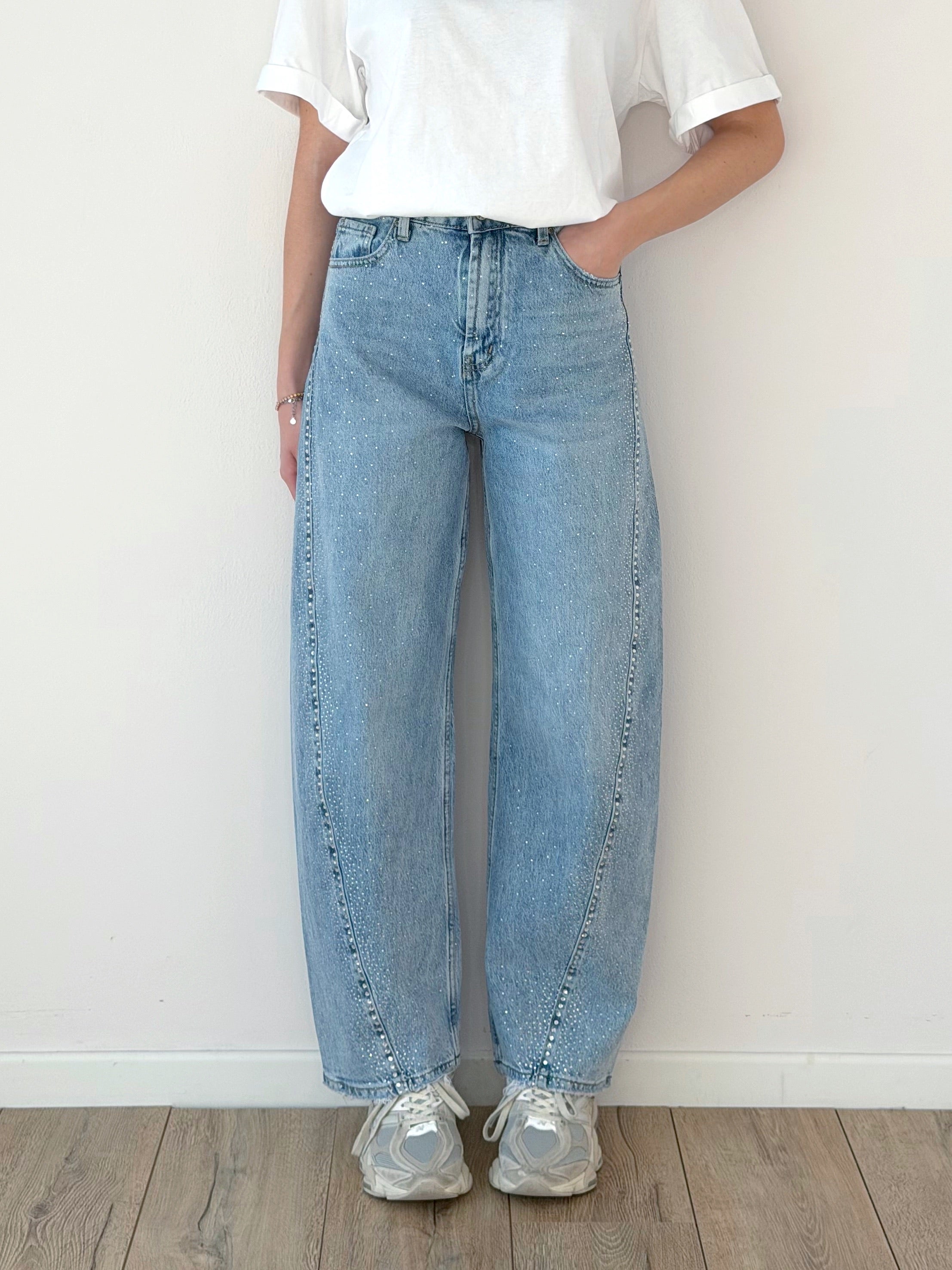 DENIM BALLOON CON STRASS