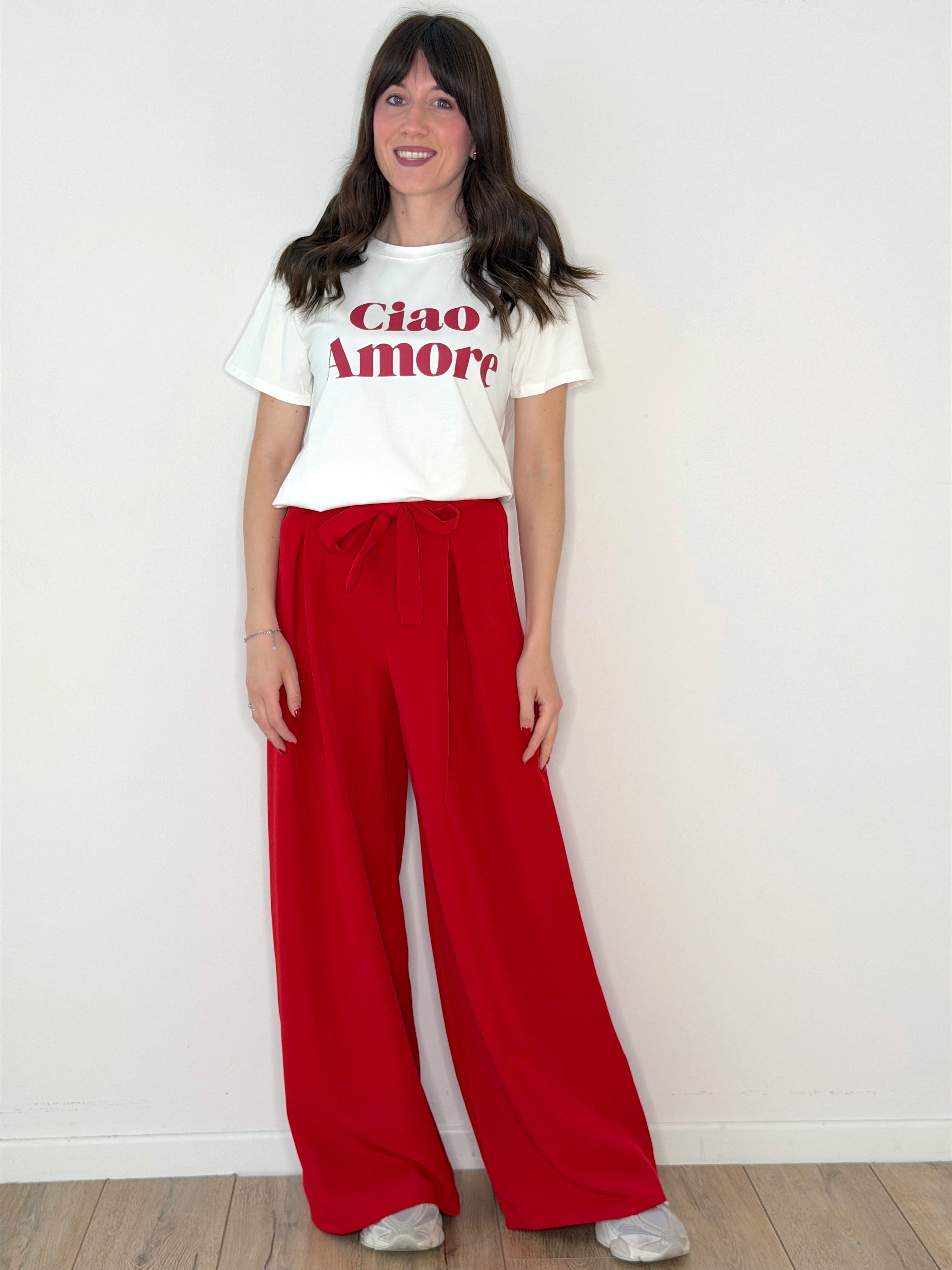 PANTALONE ROSSO WIDE LEG