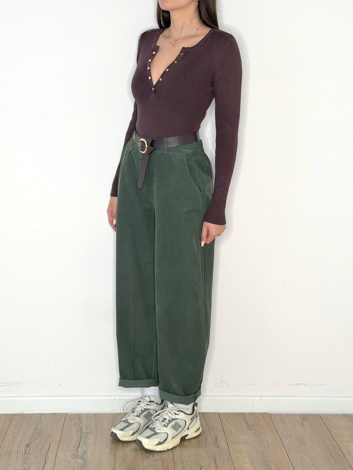 Pantalone balloon velluto millerighe