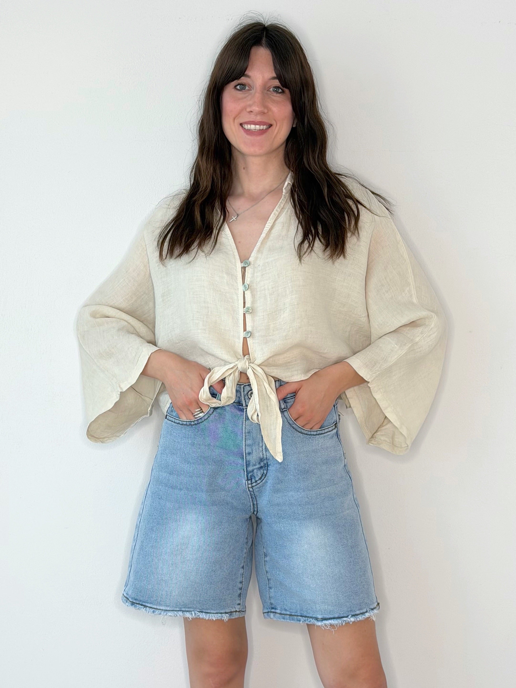 CAMICIA 100% LINO CON NODO