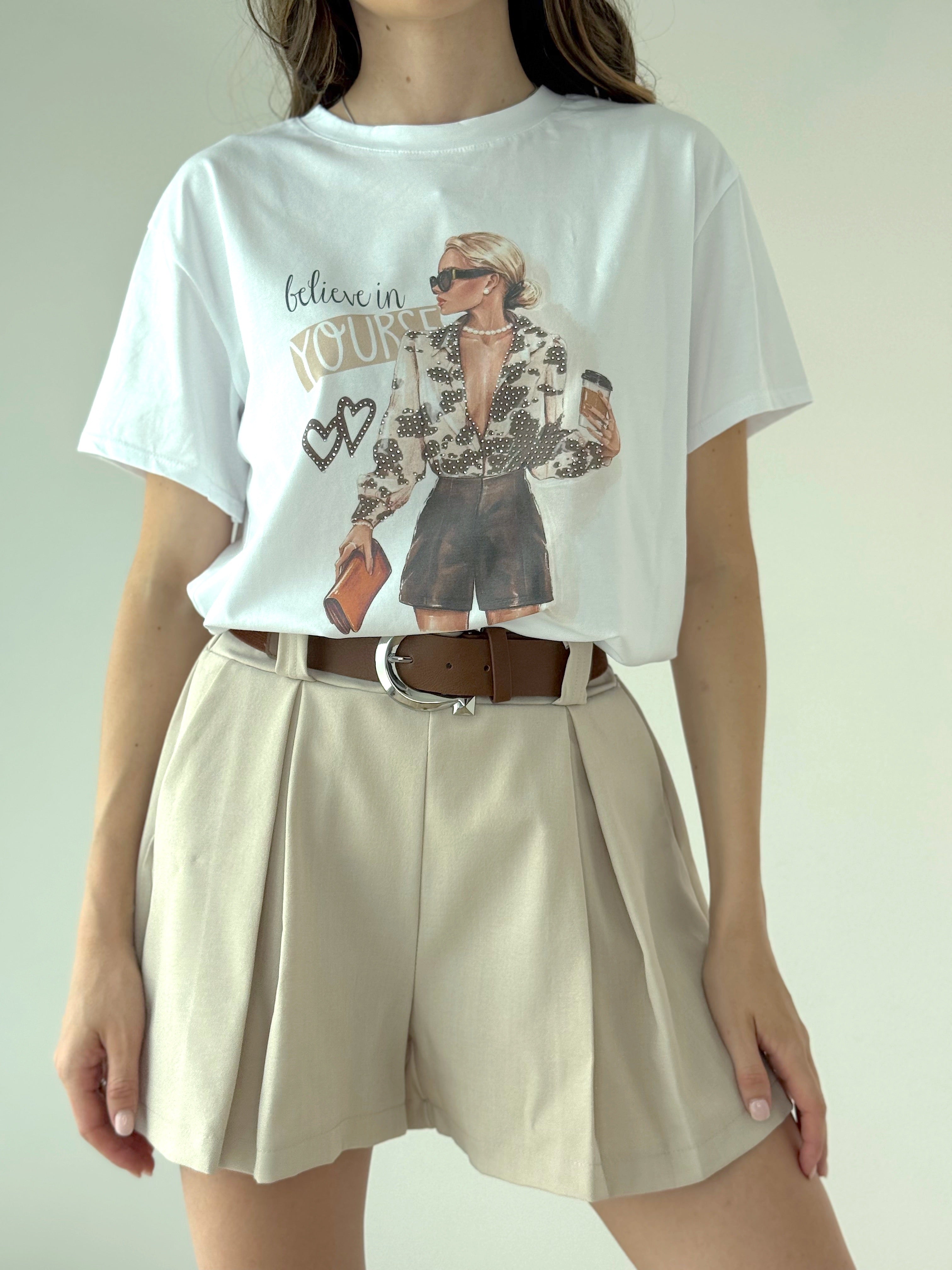 TSHIRT COW PRINT STRASS