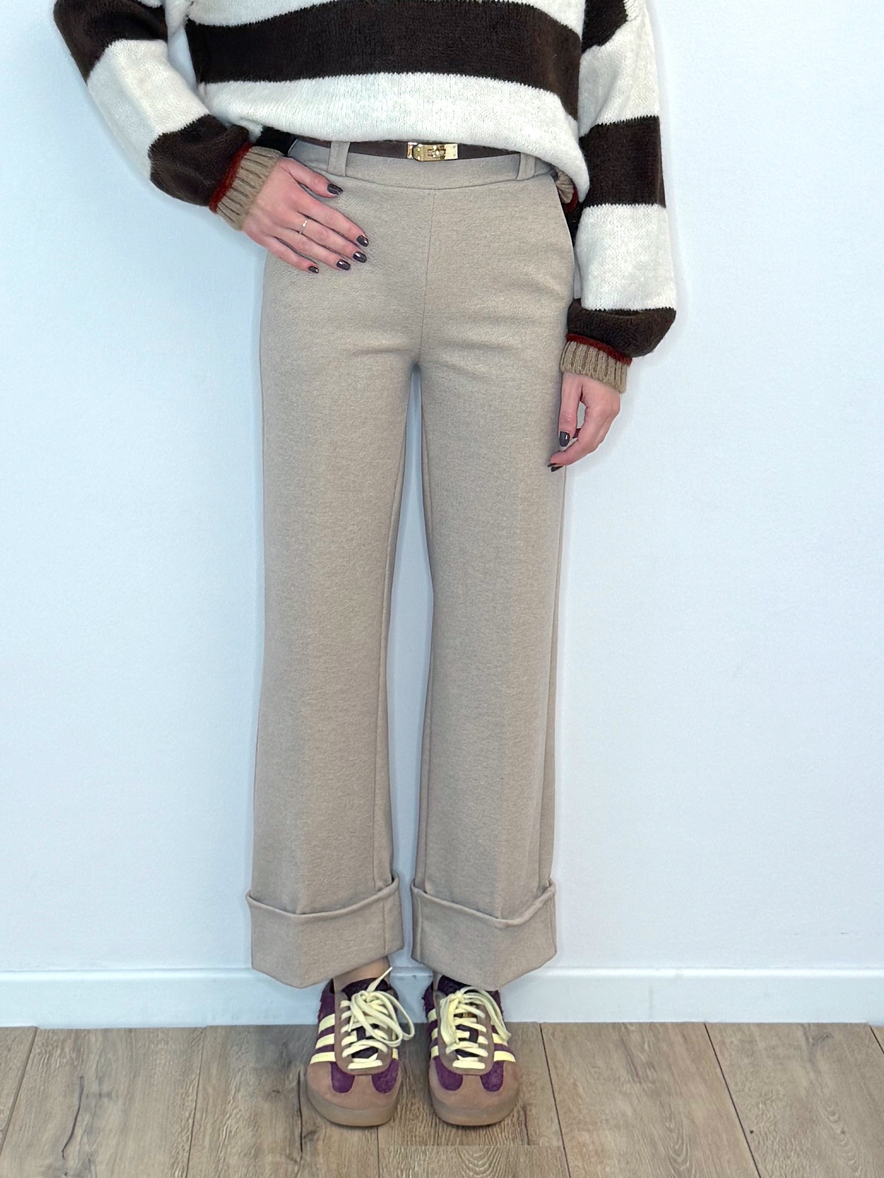 PANTALONE FLANELLA CON RISVOLTO