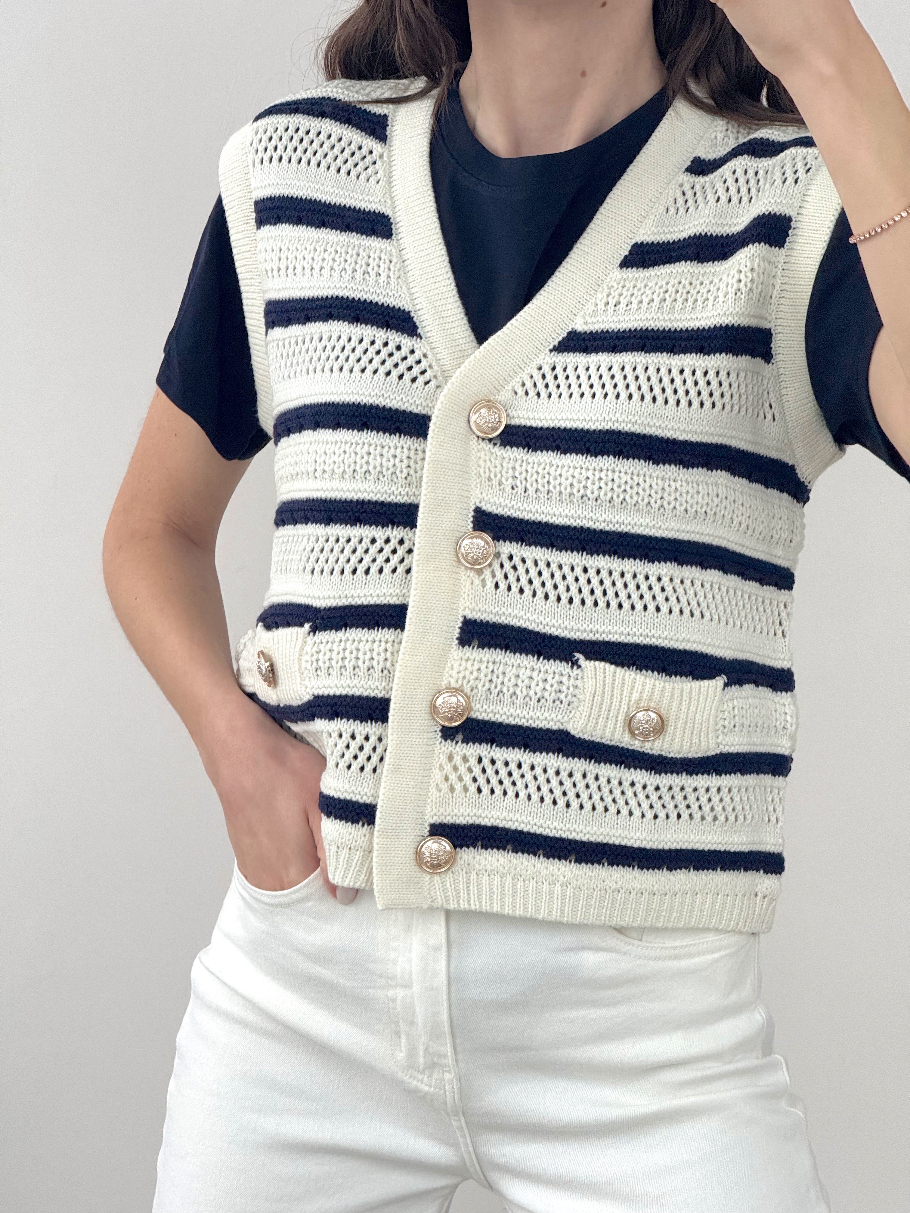 Gilet Uncinetto Righe
