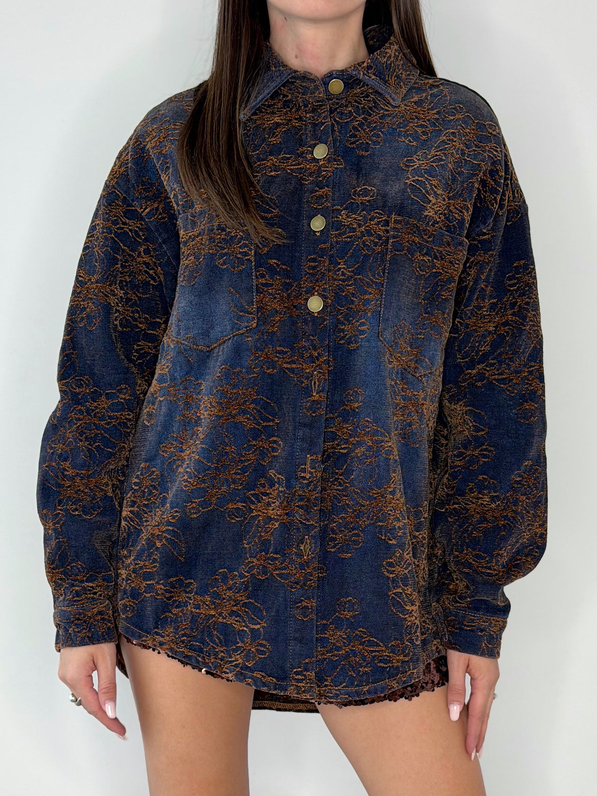 Camicione in Denim con ricami in ciniglia ( PREMIUM )