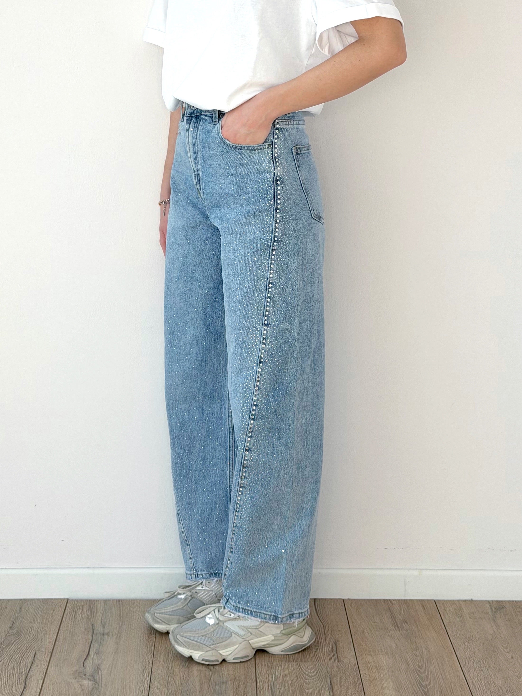 DENIM BALLOON CON STRASS