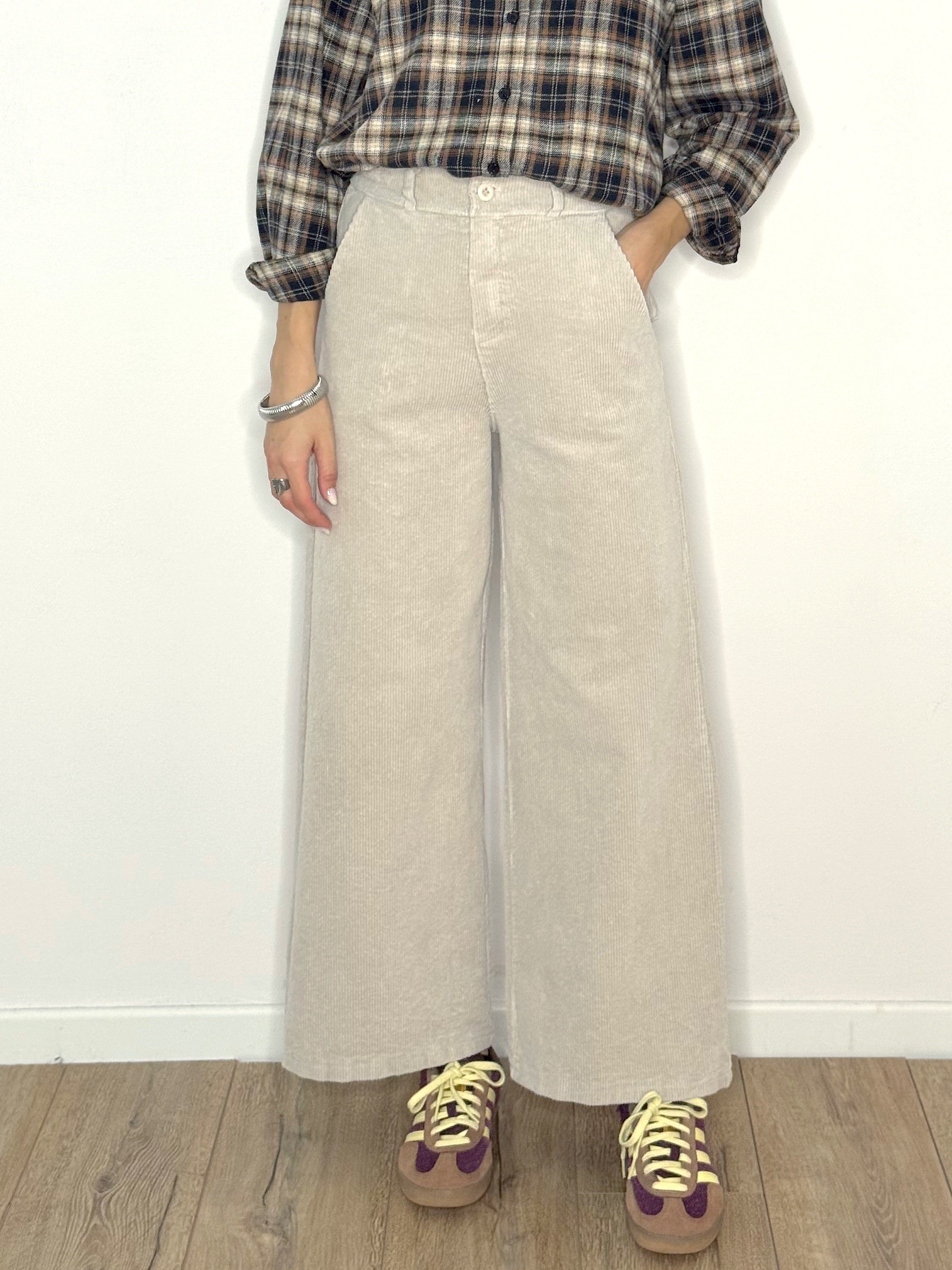 PANTALONE VELLUTO BEIGE