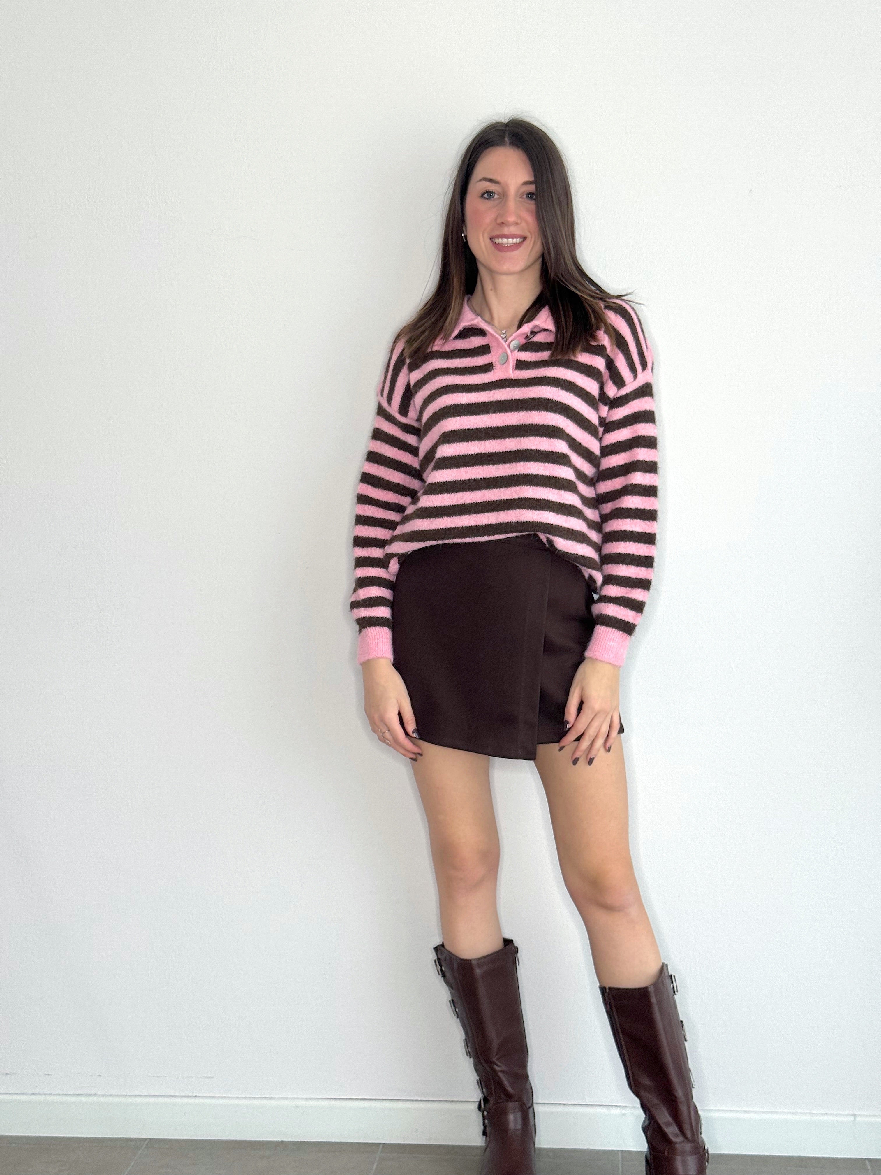 POLO A RIGHE OVERSIZE ( CON 10% LANA )
