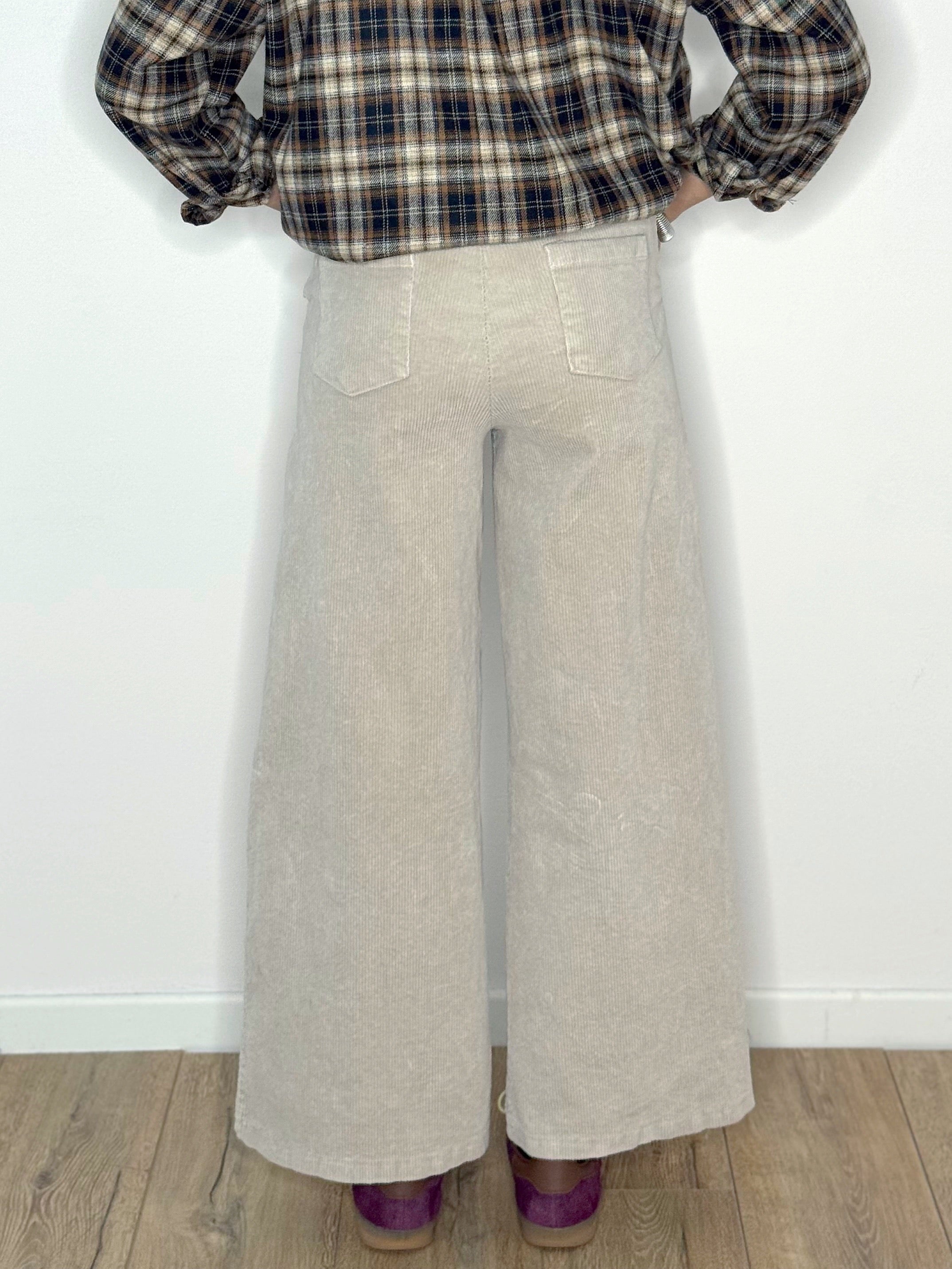 PANTALONE VELLUTO BEIGE