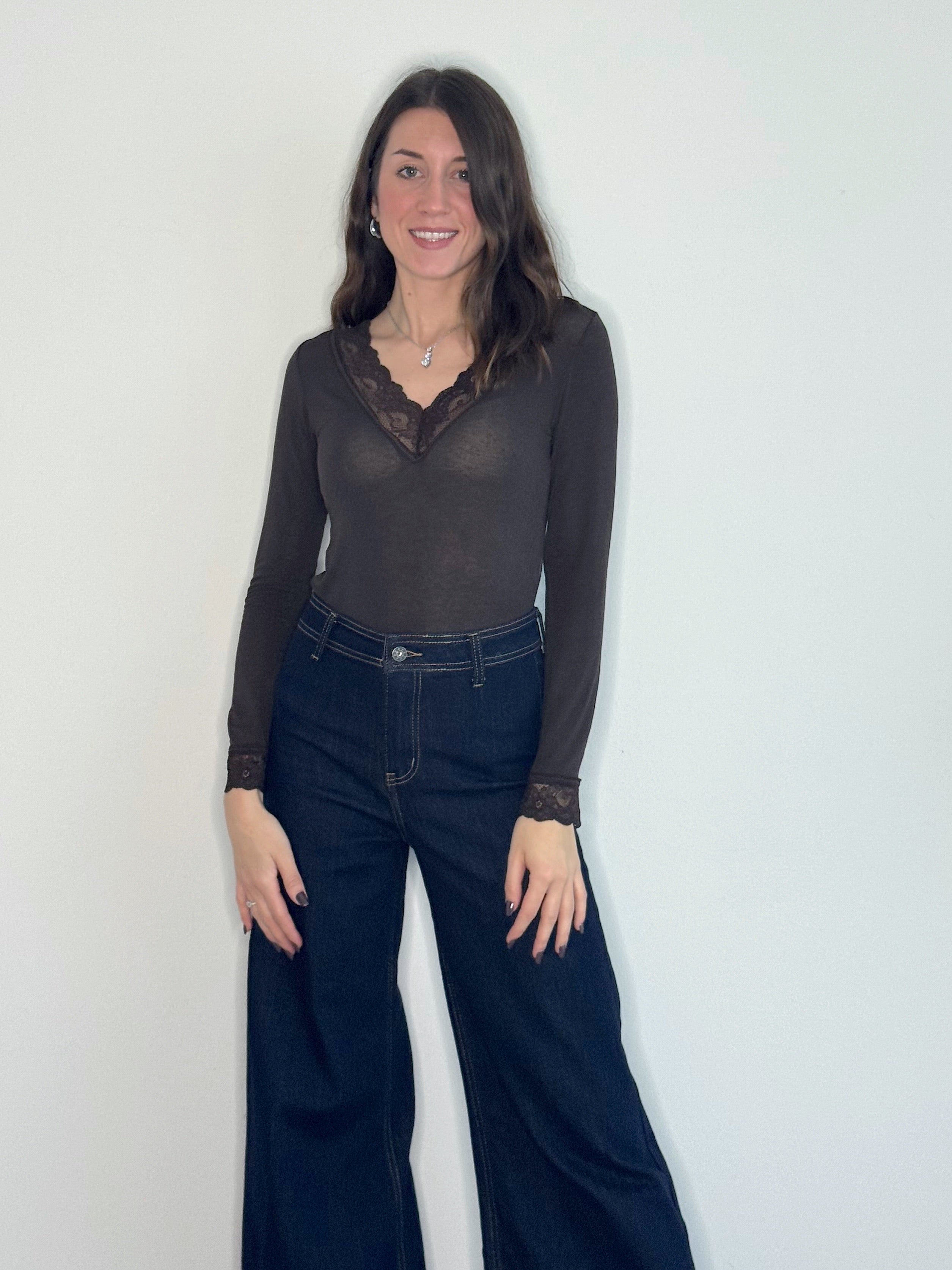 MAGLIONCINO MISTO CASHMERE CON PIZZO