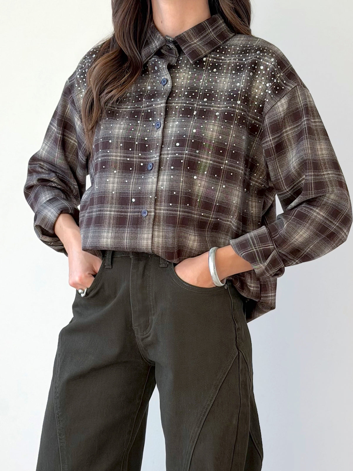 CAMICIA FLANELLA CON BRILLANTINI