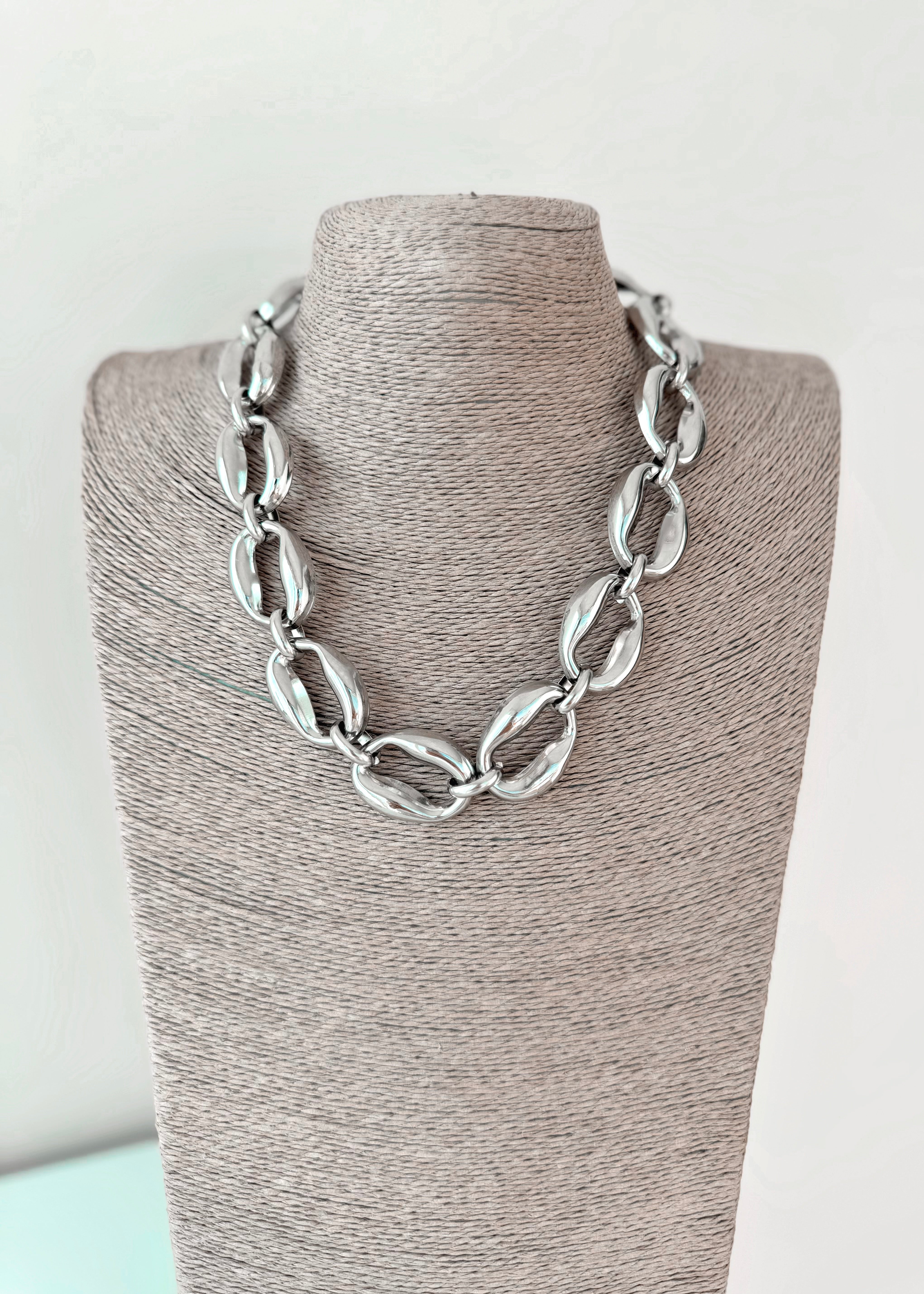 Collana a catena acciaio argento