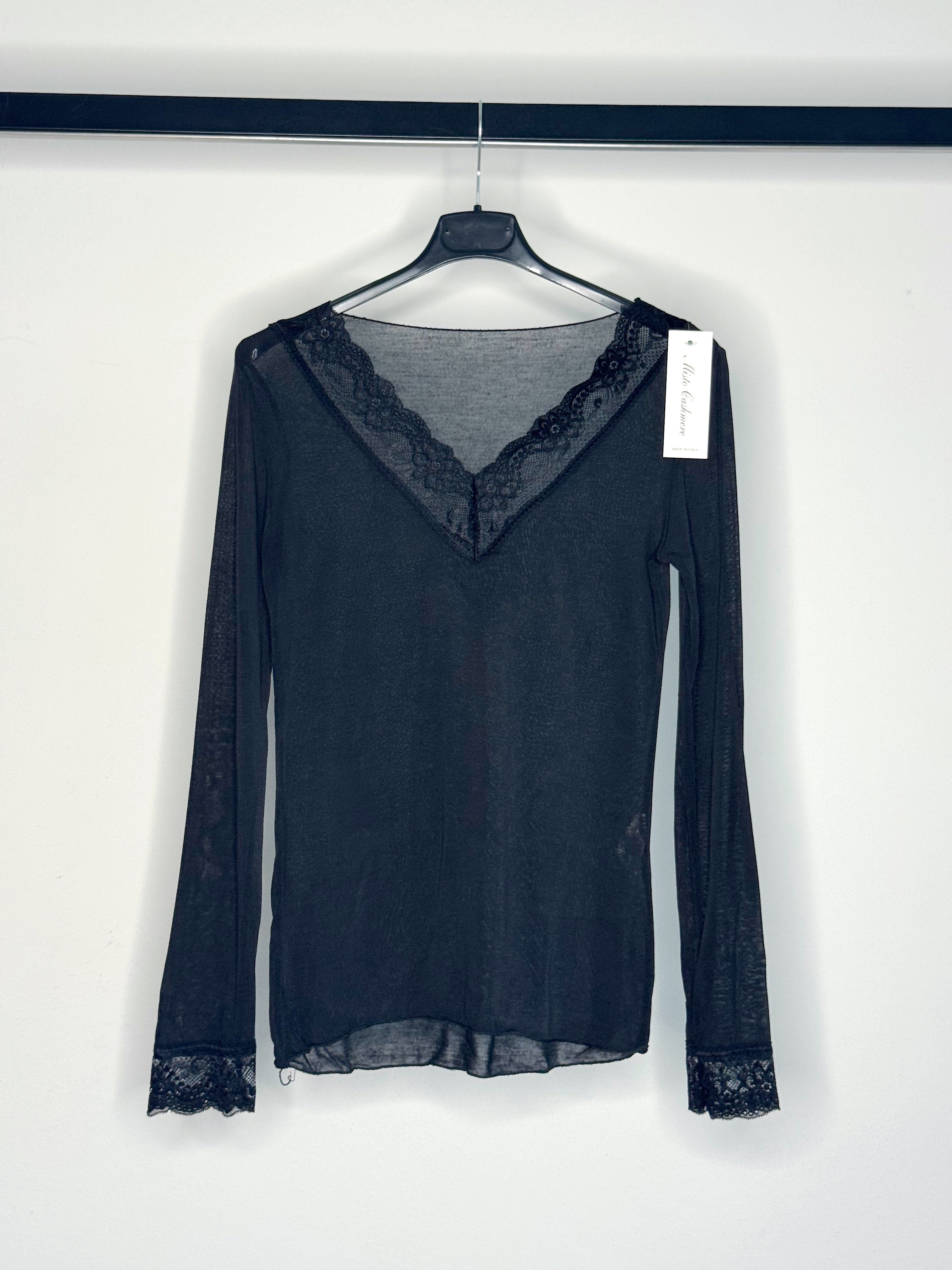 MAGLIONCINO MISTO CASHMERE CON PIZZO