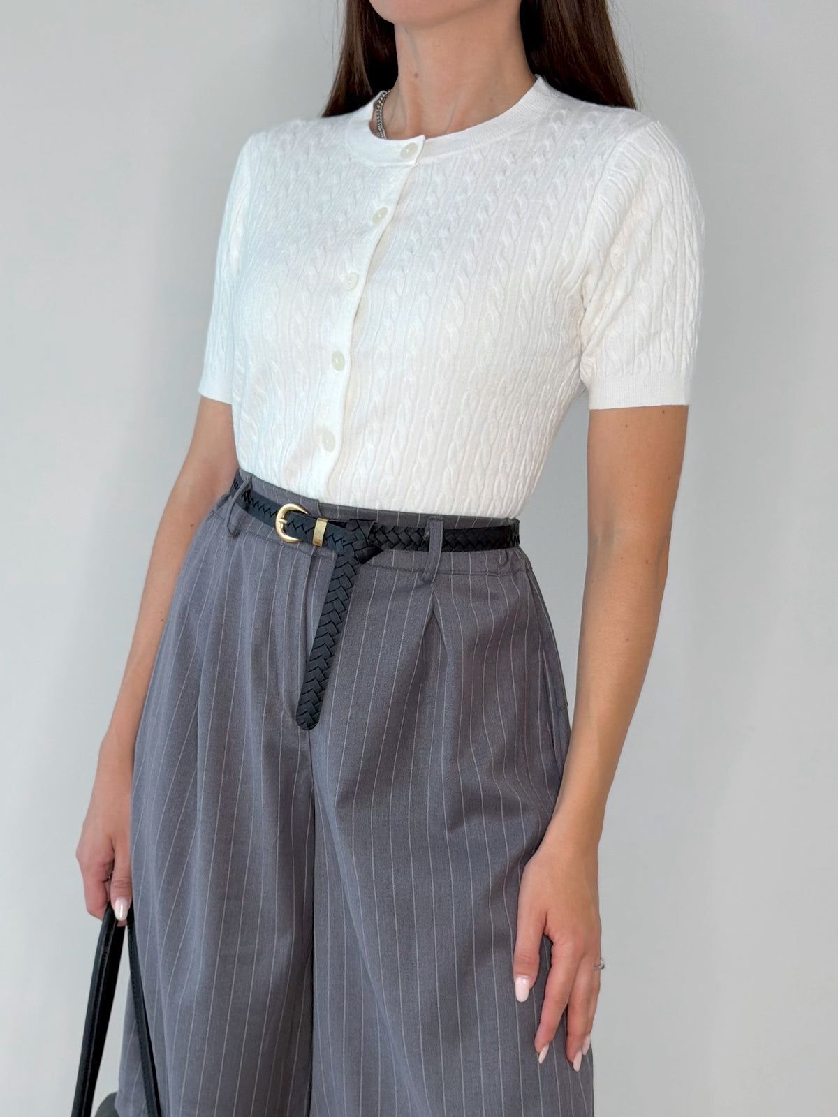 Cardigan trecce a manica corta