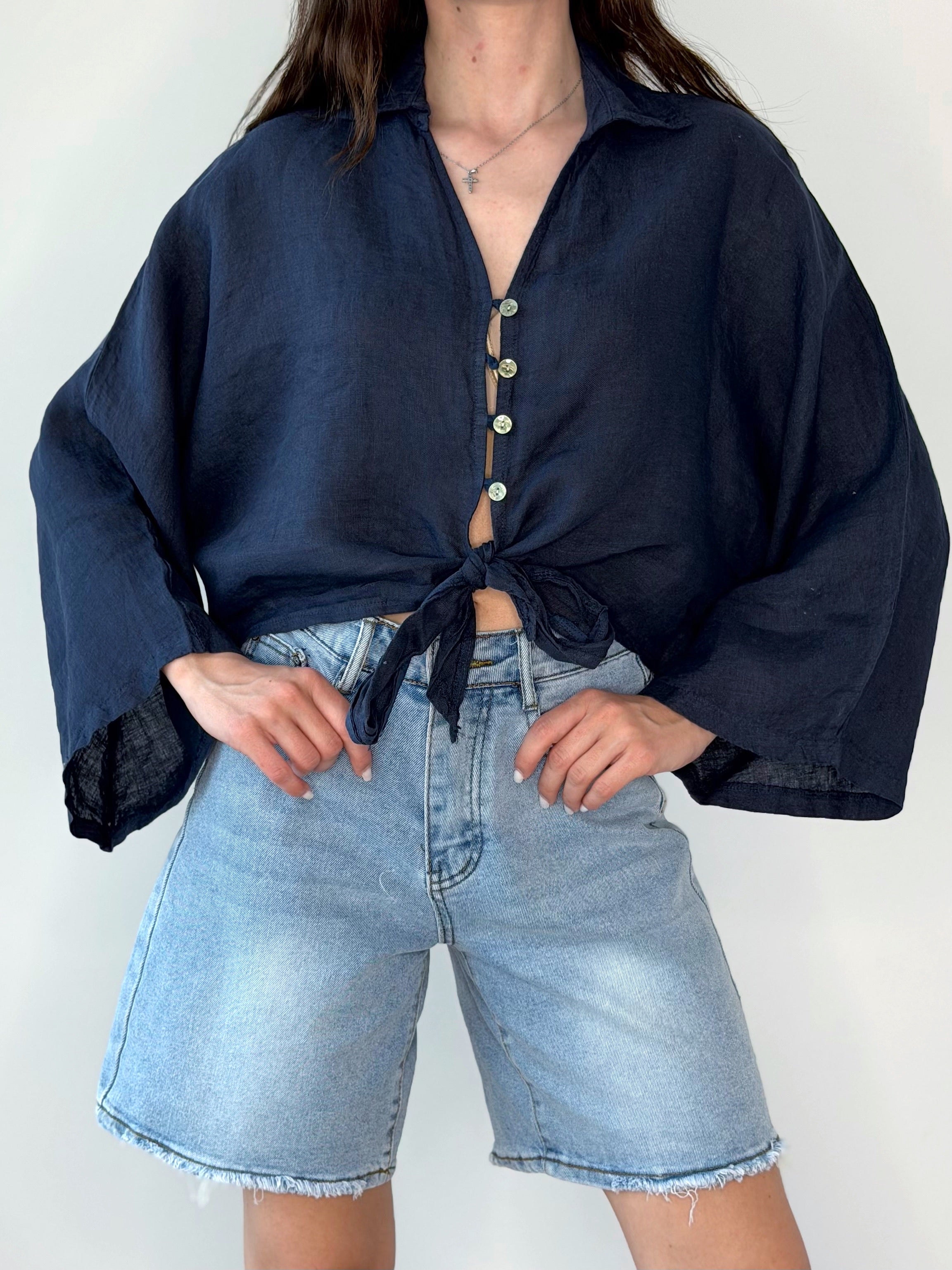 CAMICIA 100% LINO CON NODO