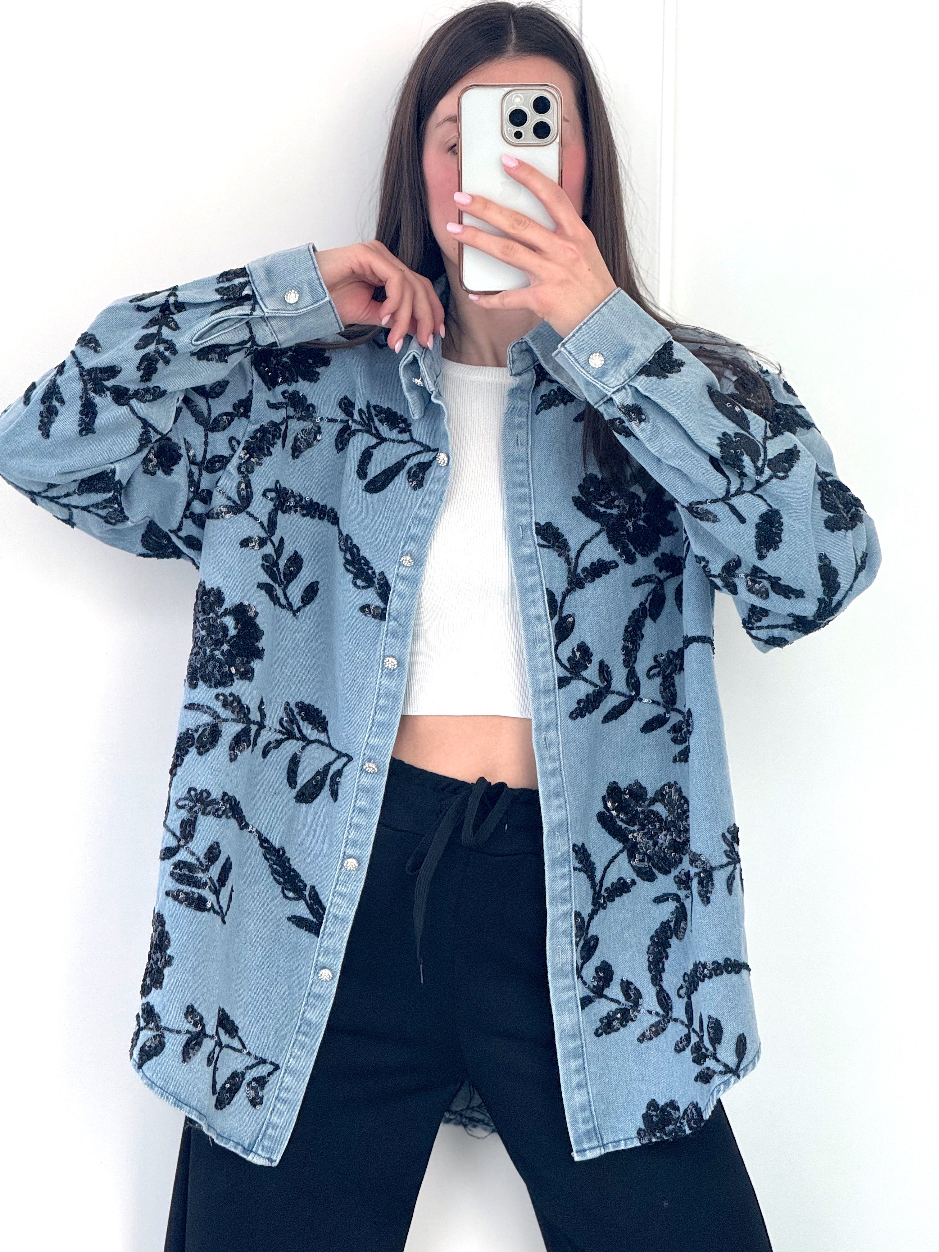 Camicia Dalia Denim Micro Pailettes