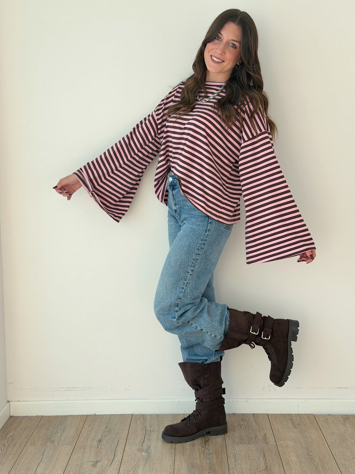 LONGSLEEVE OVERSIZE A RIGHE IN 100% cotone