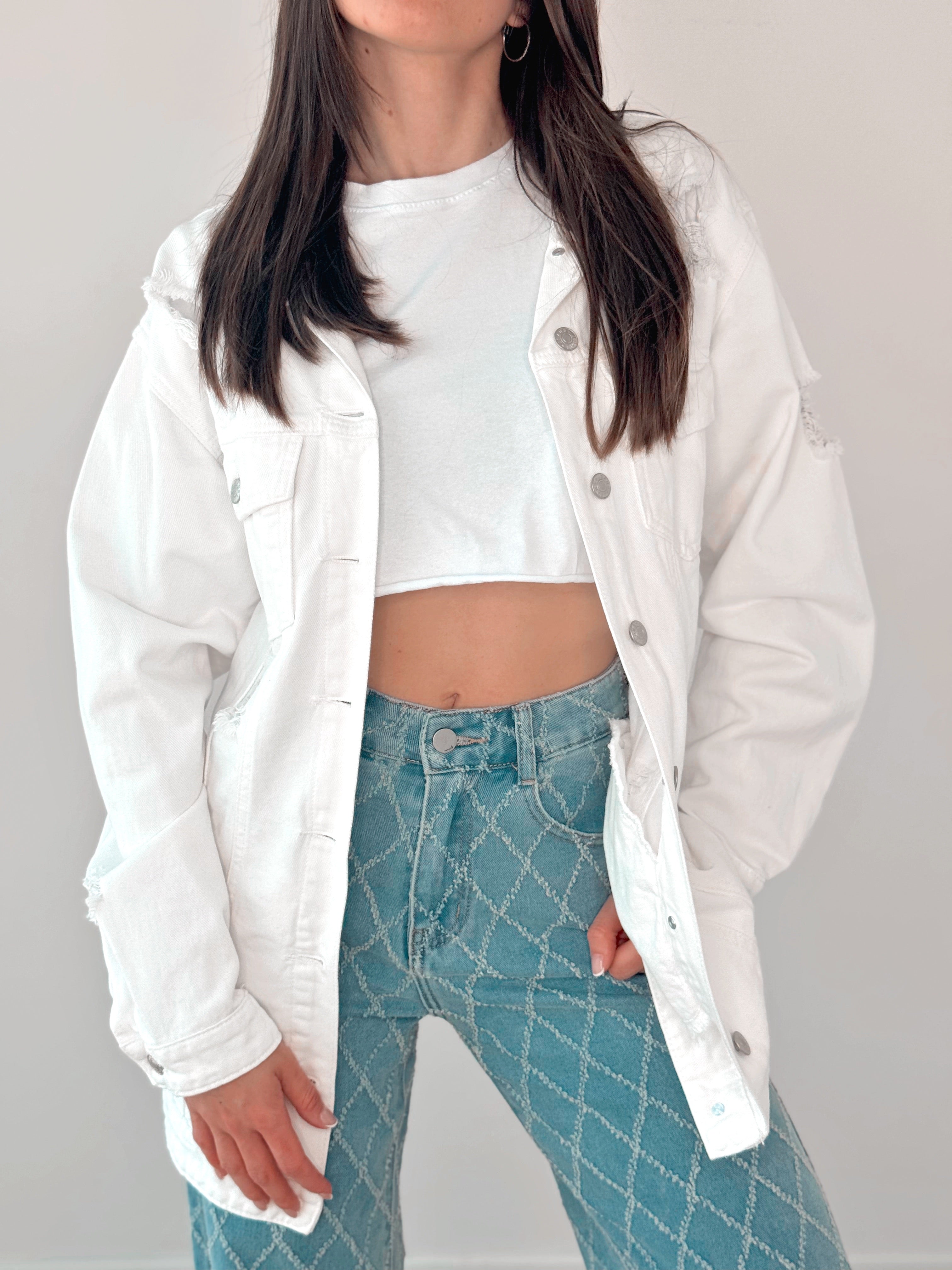 Giubbotto Denim bianco