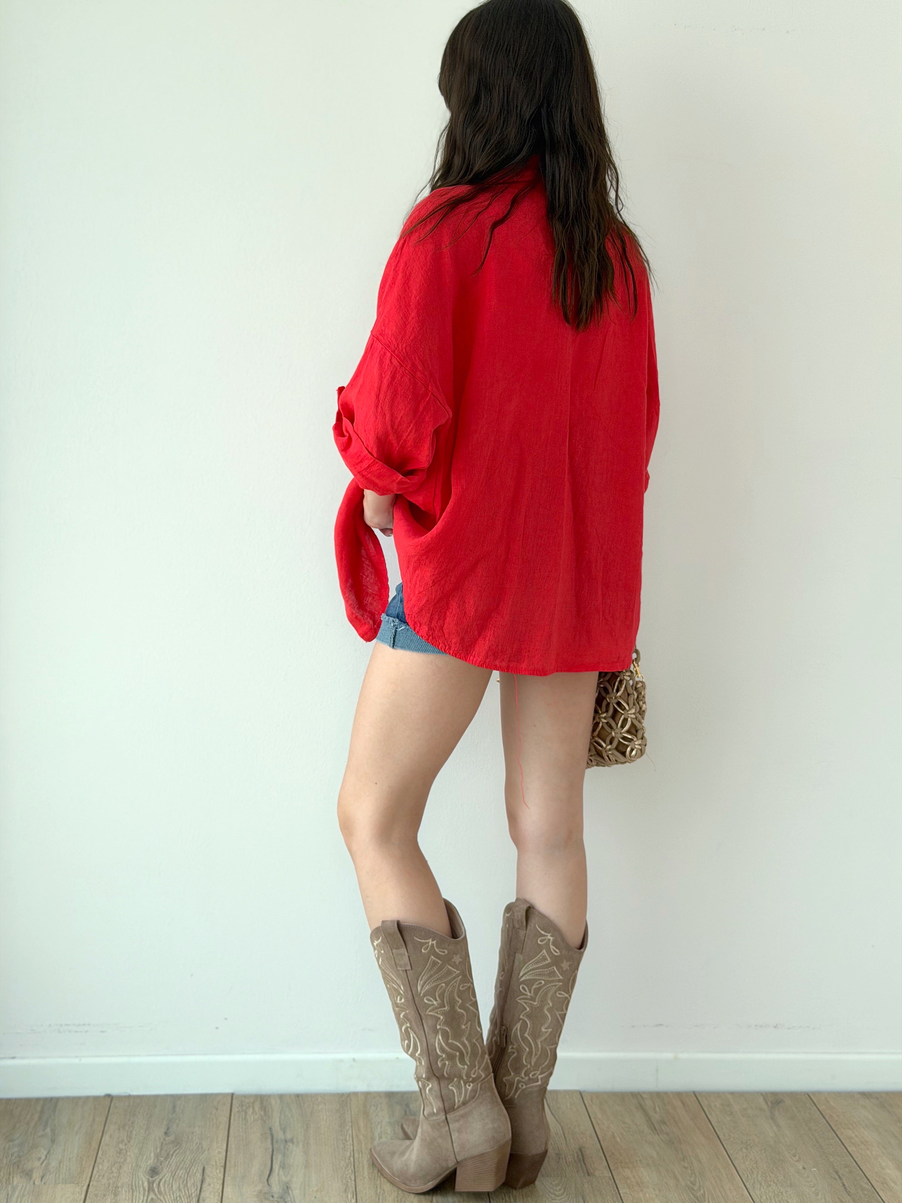 CAMICIA 100% LINO ( MANICA CON BOTTONCINO )