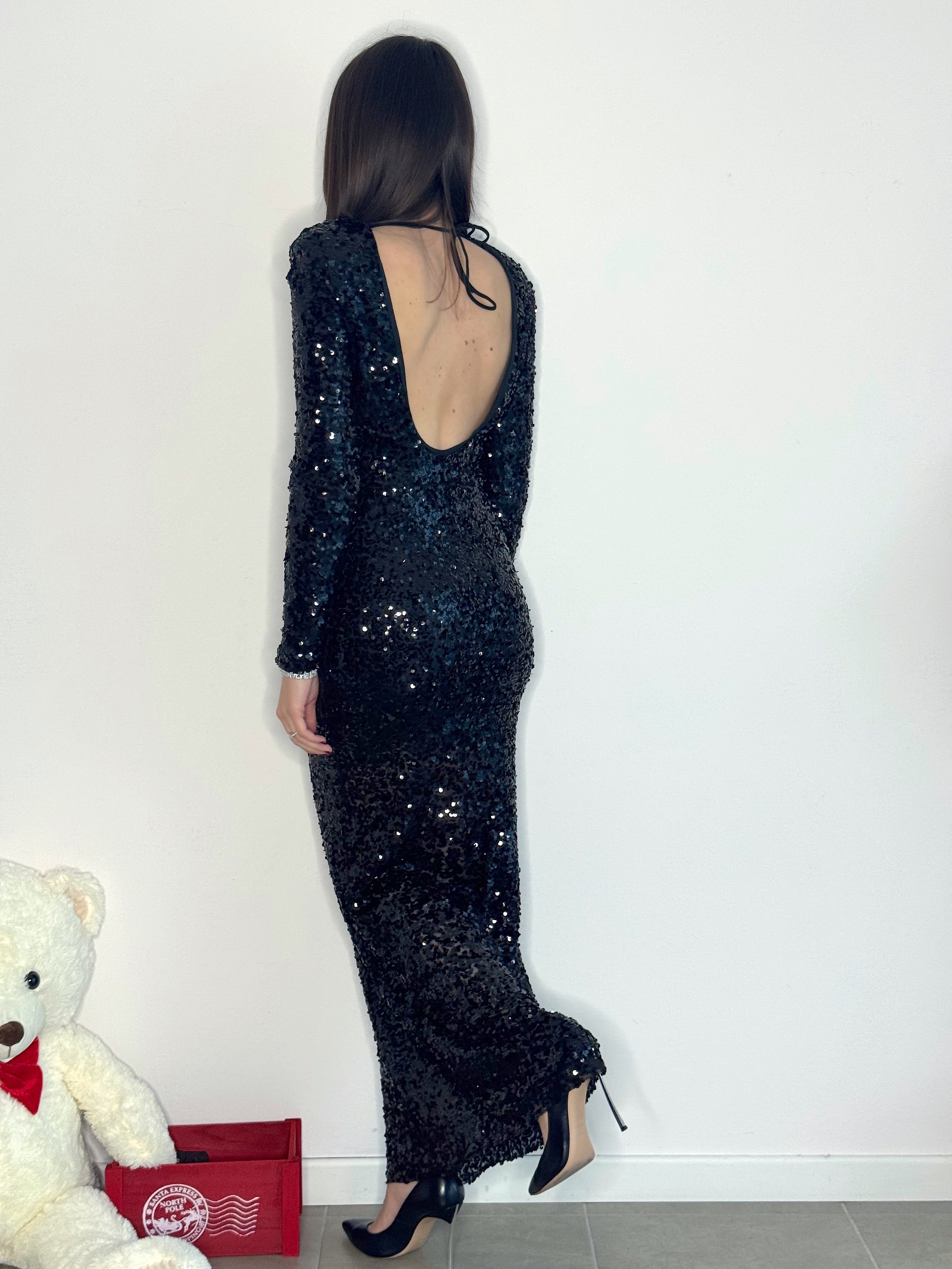 ABITO LUNGO PAILETTES NERO