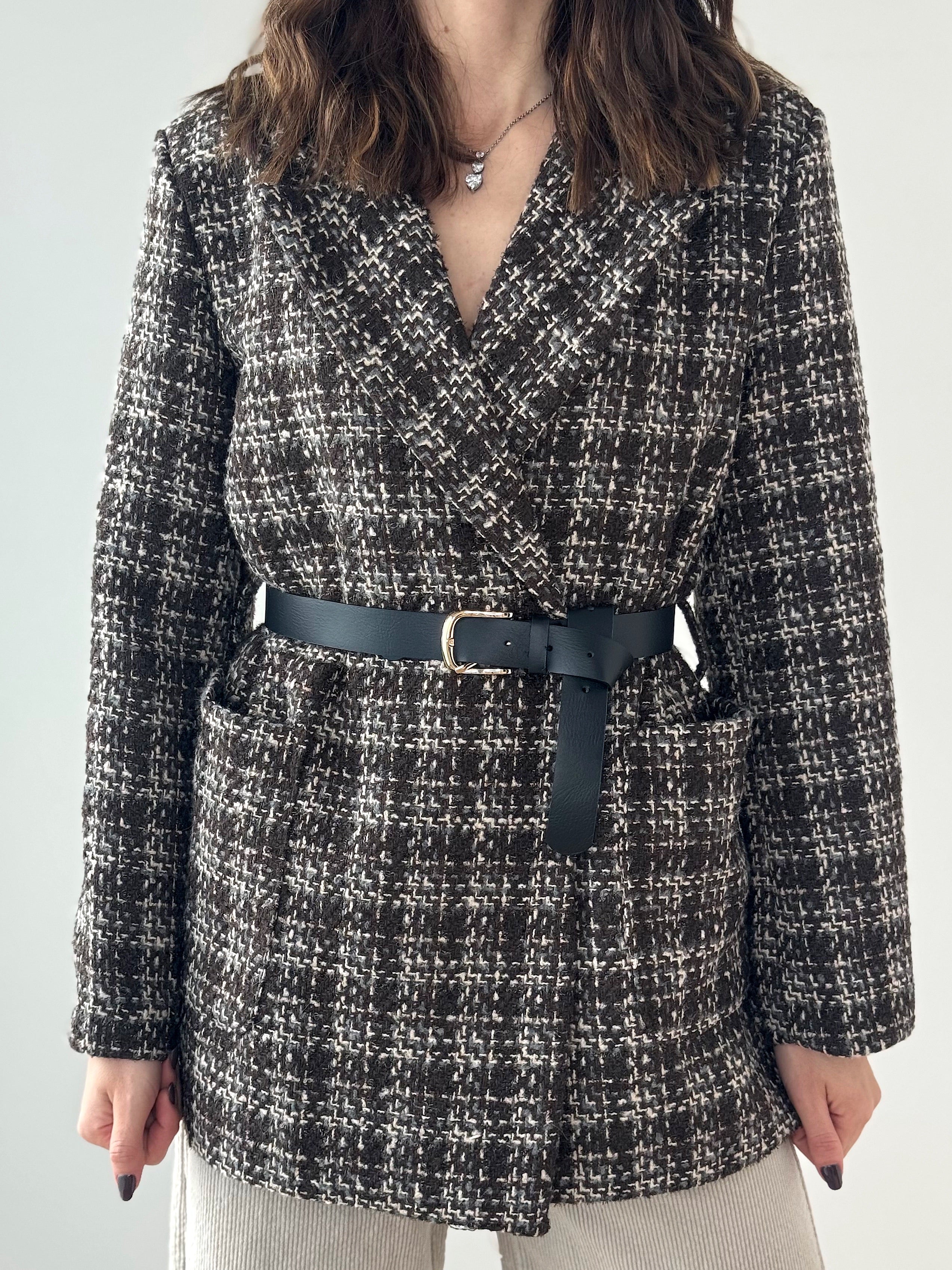 GIACCA TWEED CON CINTURA