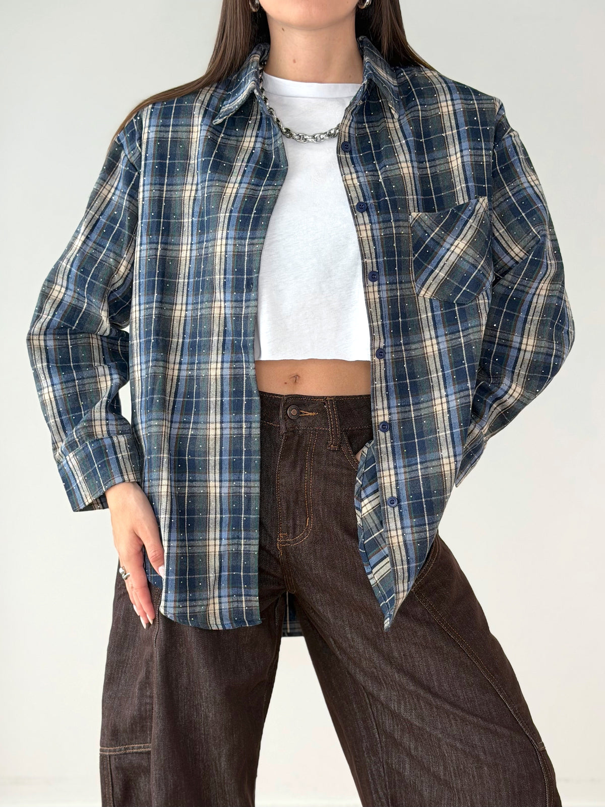 CAMICIA IN FLANELLA CON STRASS