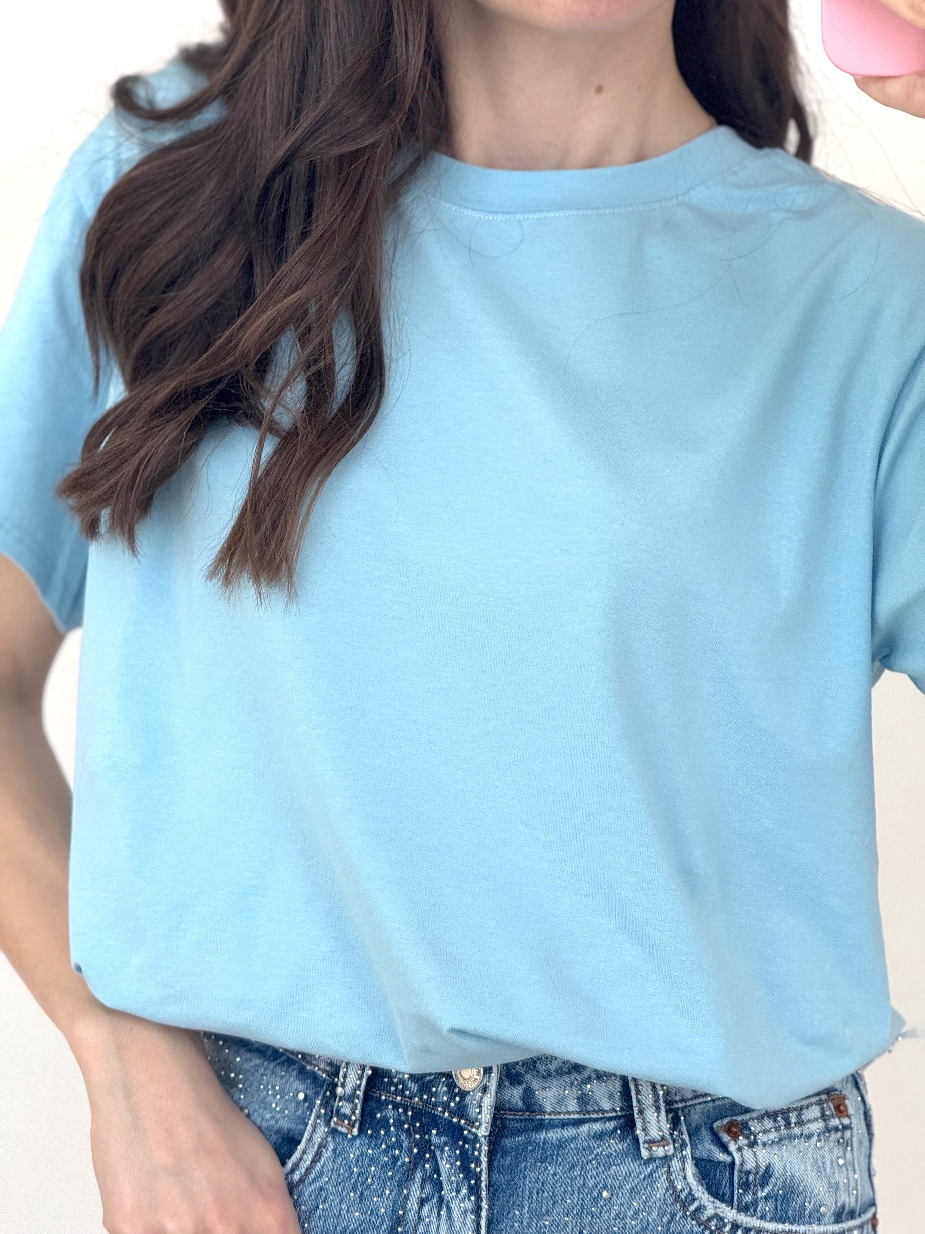 T-shirt azzurra cotone over 1
