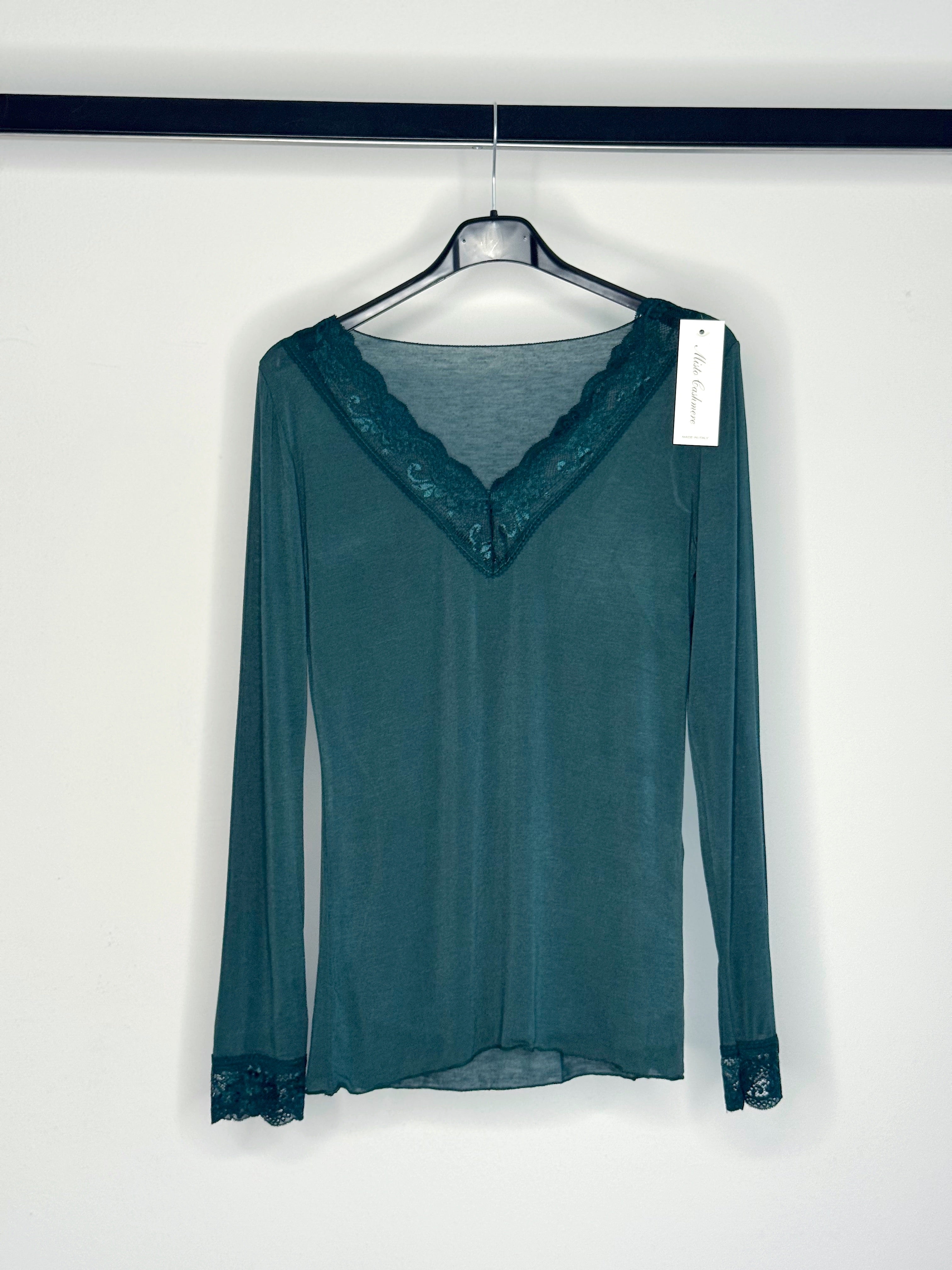 MAGLIONCINO MISTO CASHMERE CON PIZZO