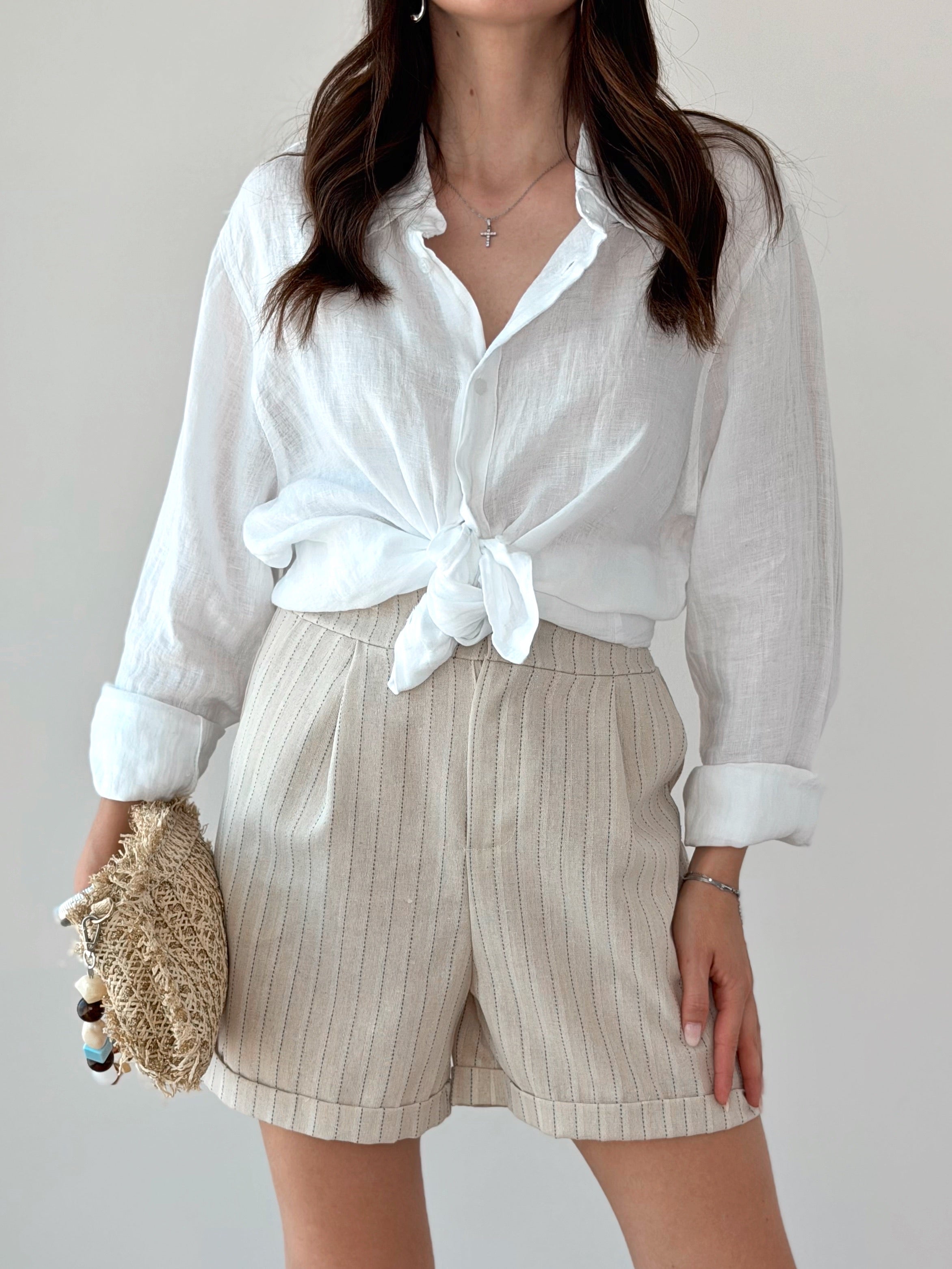 PANTALONCINO BEIGE GESSATO