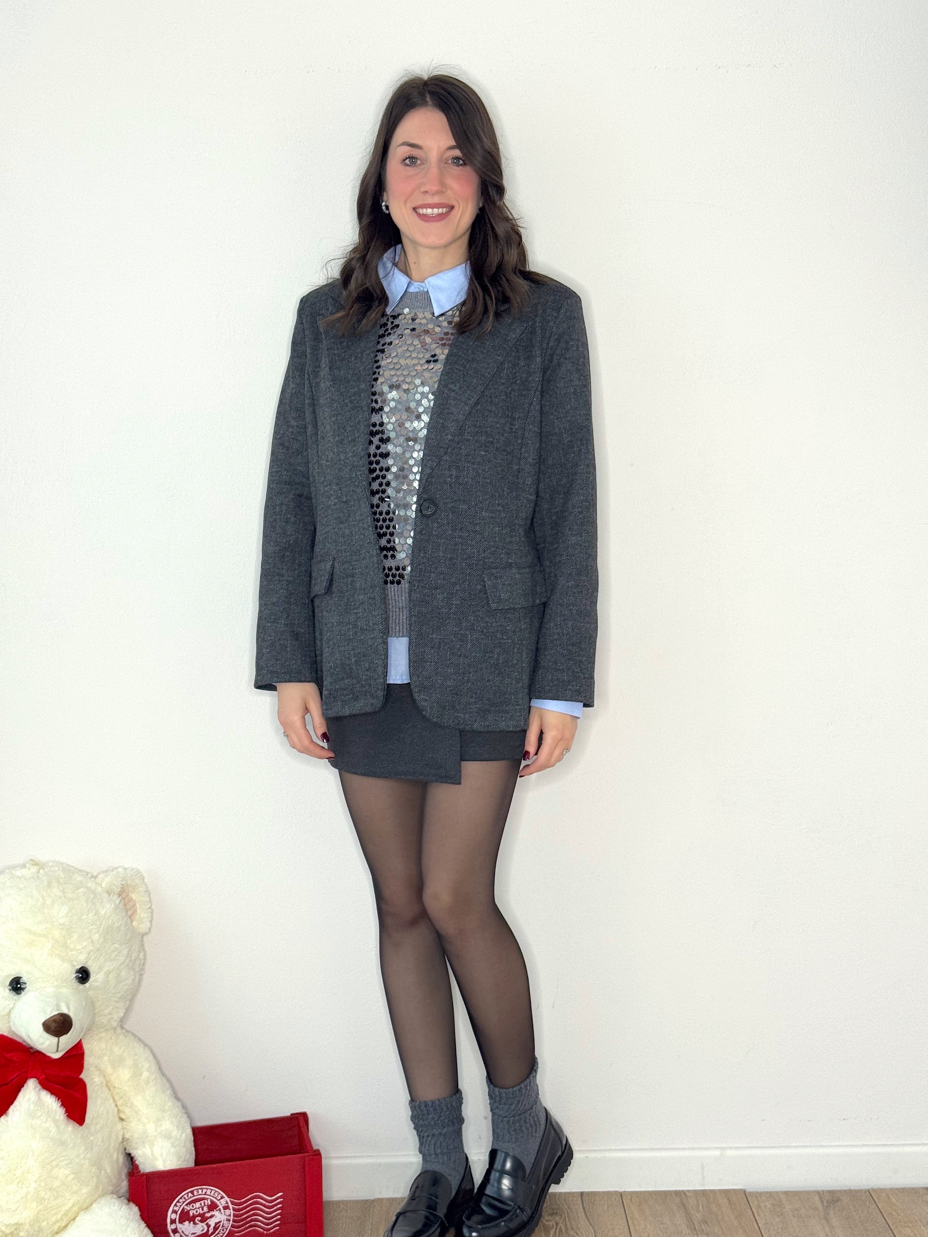 GIACCA GRIGIO ANTRACITE IN FLANELLA