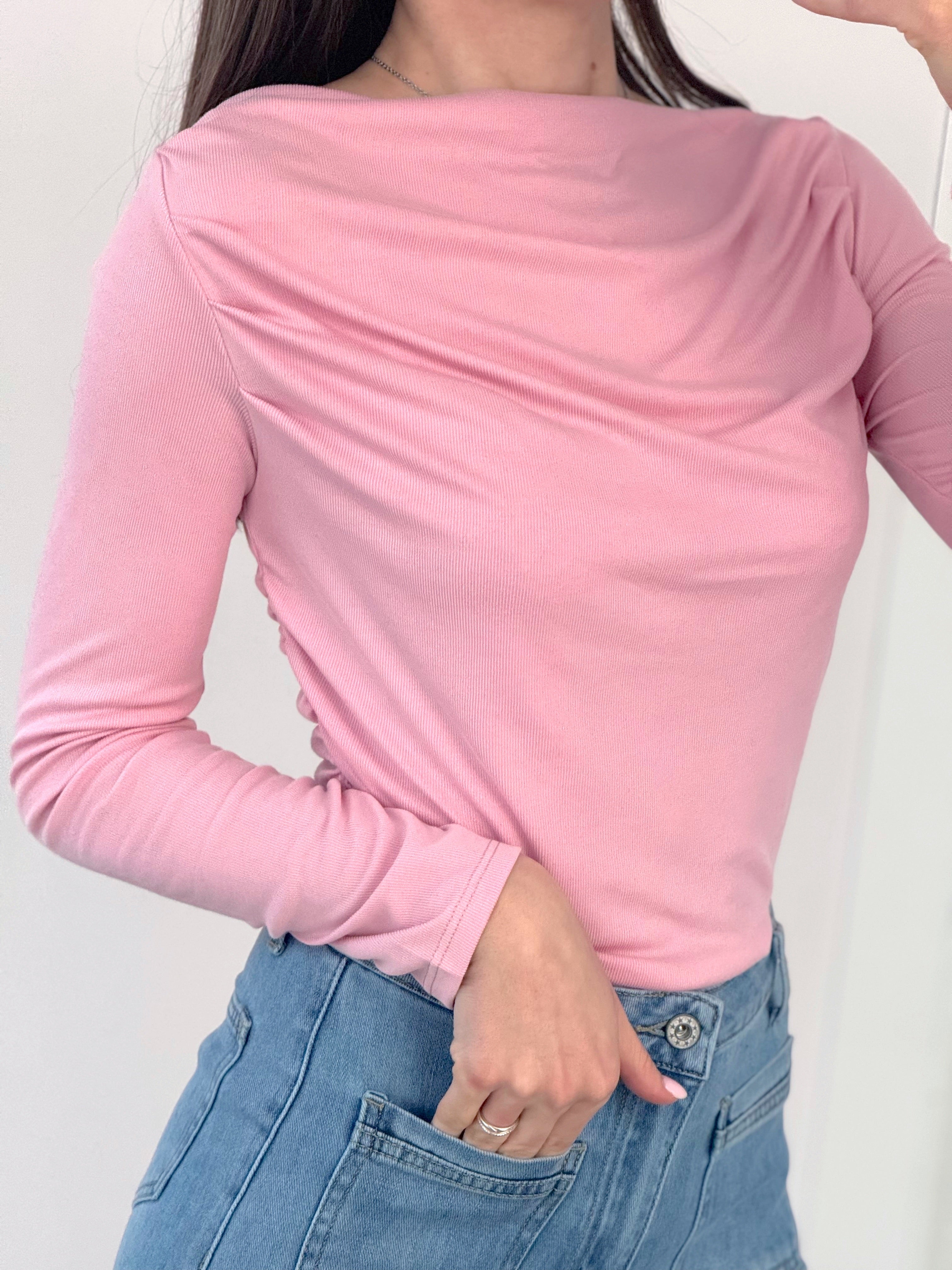Maglioncino Sissi drappeggiato rosa 1