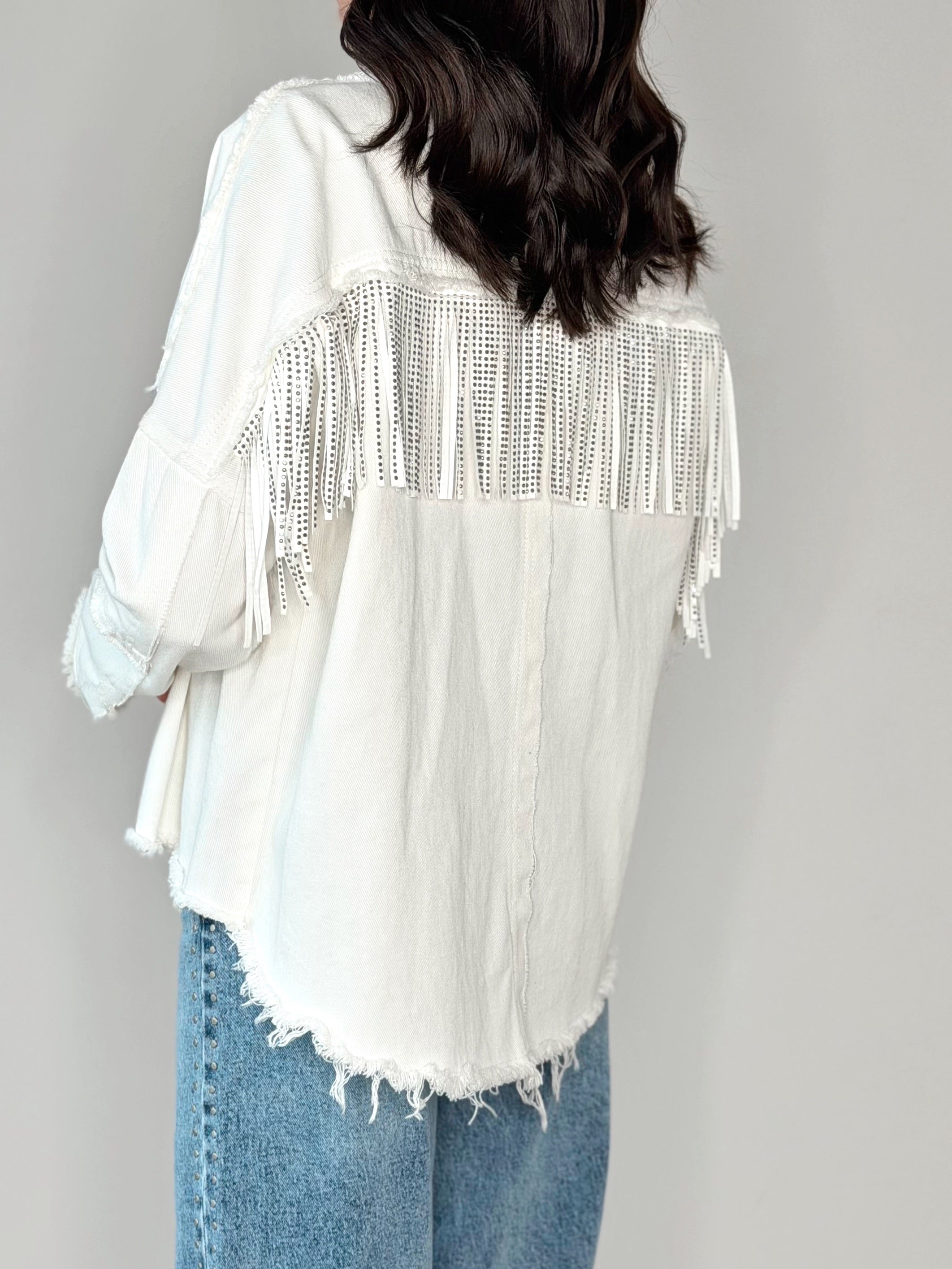 GIACCONE DENIM CON FRANGE