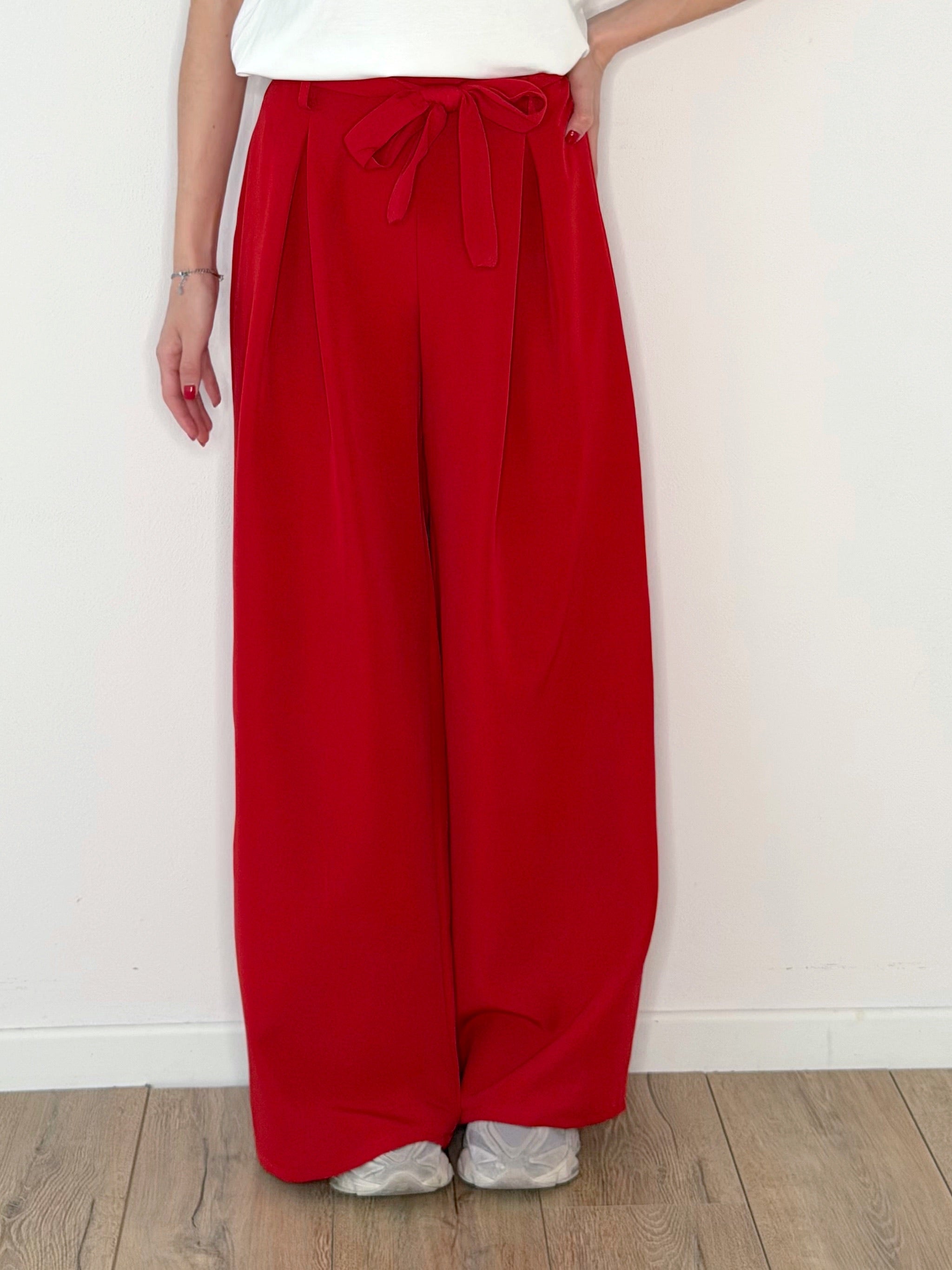 PANTALONE ROSSO WIDE LEG
