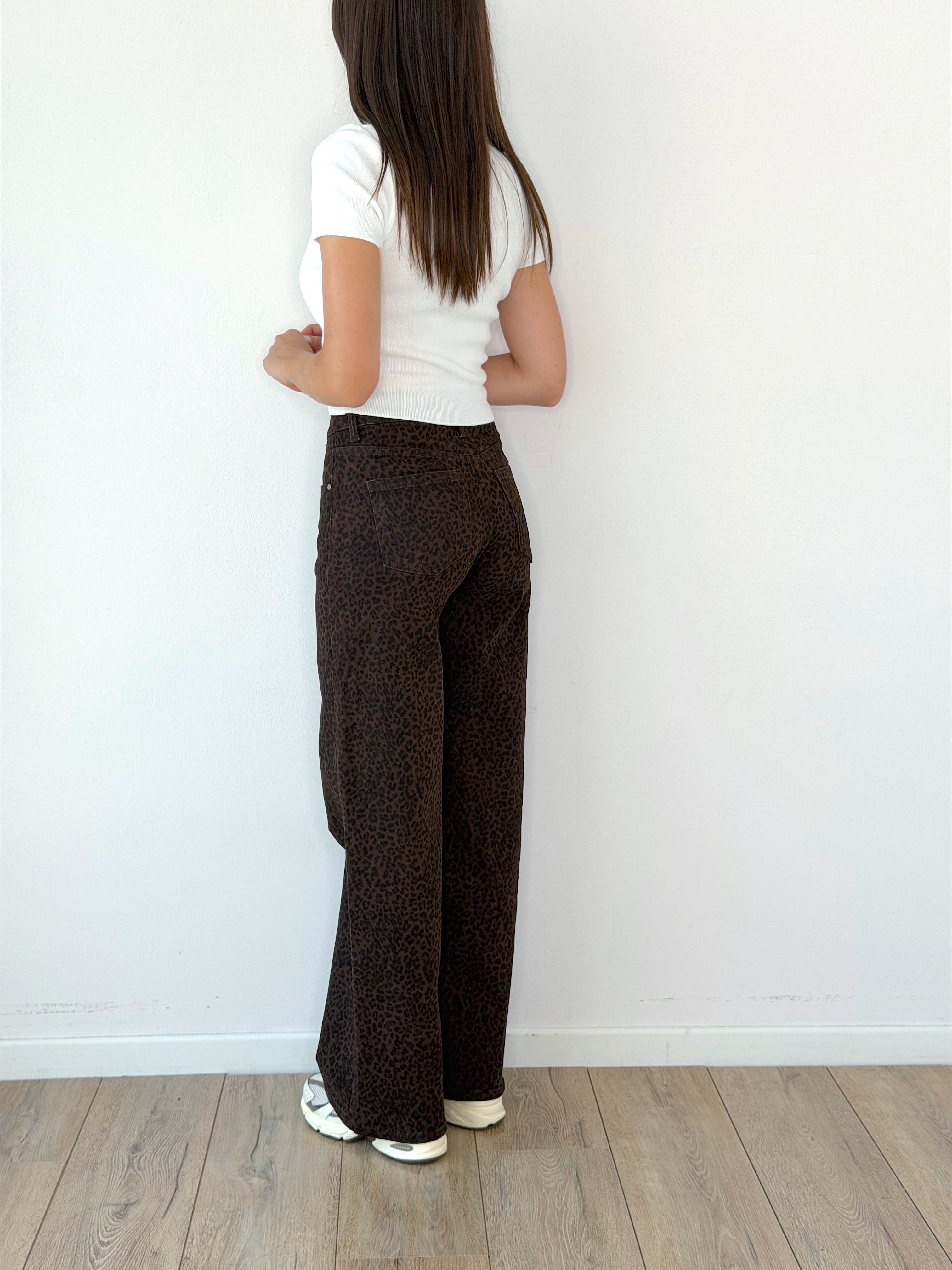 DENIM STRAIGHT ANIMALIER CHOCHOLATE