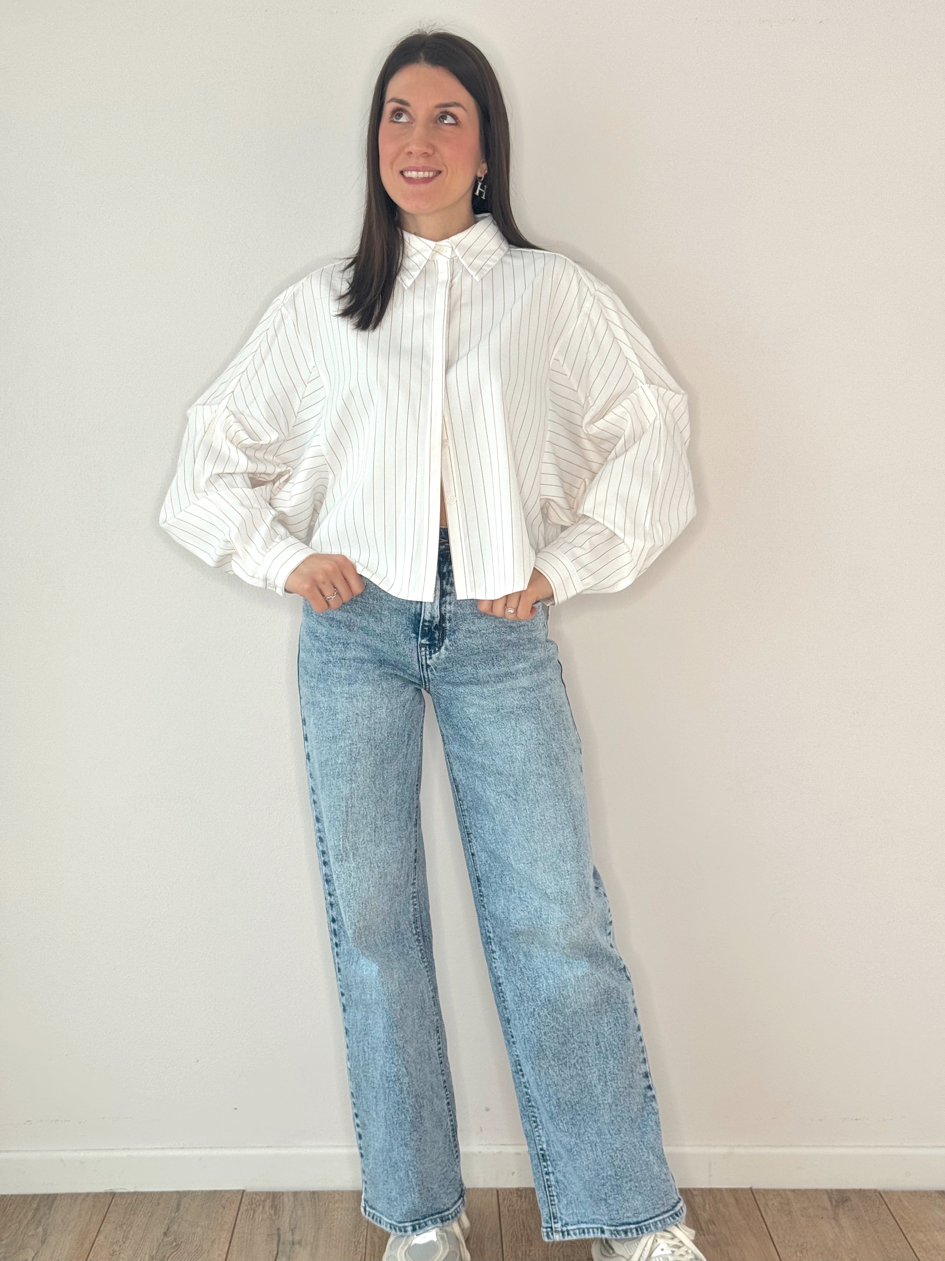 CAMICIA GESSATA CON MANICHE A SBUFFO