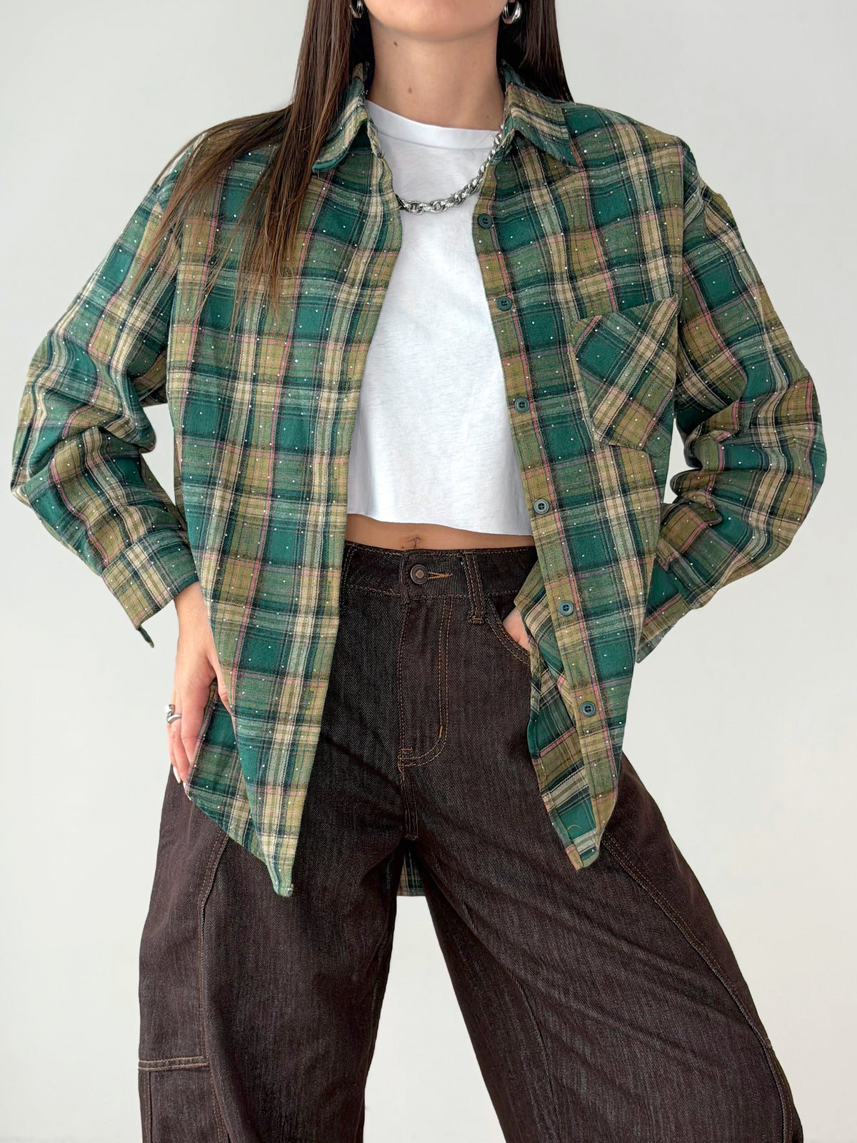 CAMICIA IN FLANELLA CON STRASS