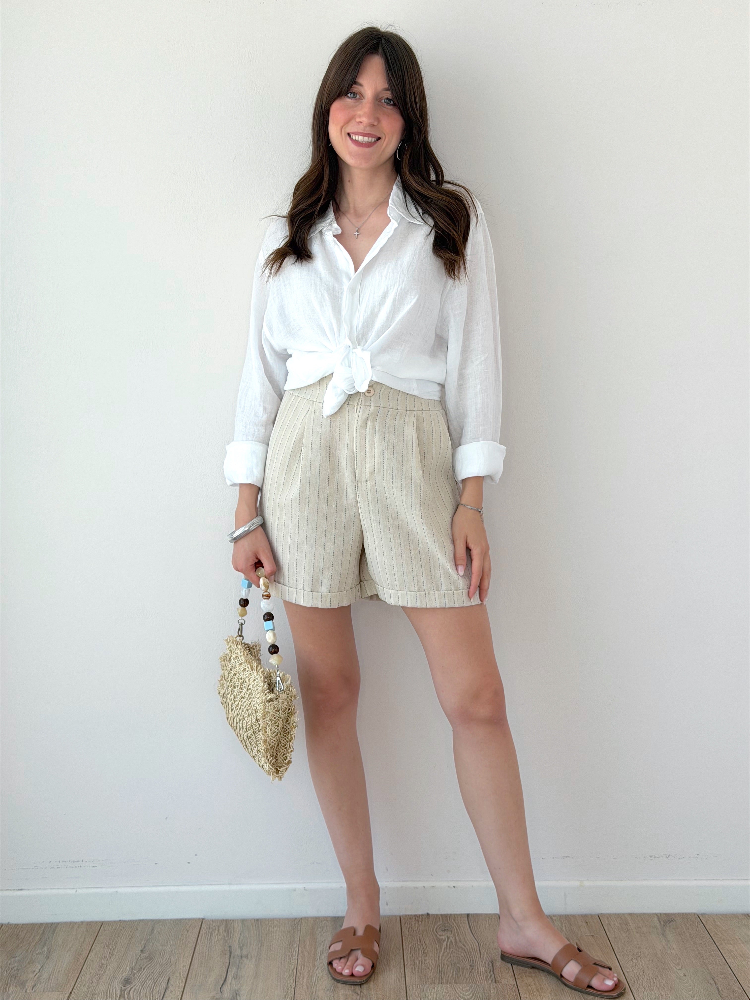 PANTALONCINO BEIGE GESSATO