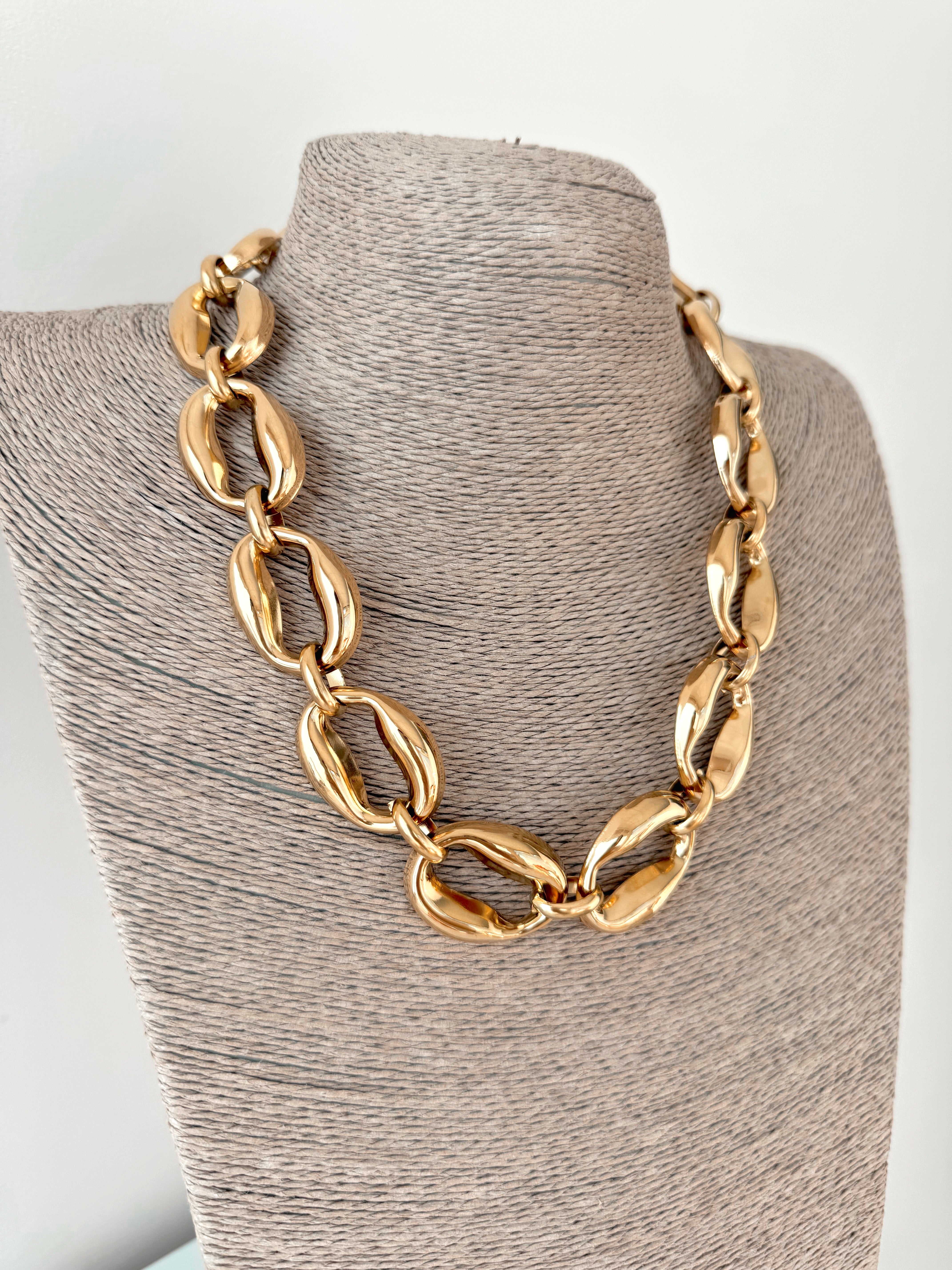 Collana a catena acciaio oro 1