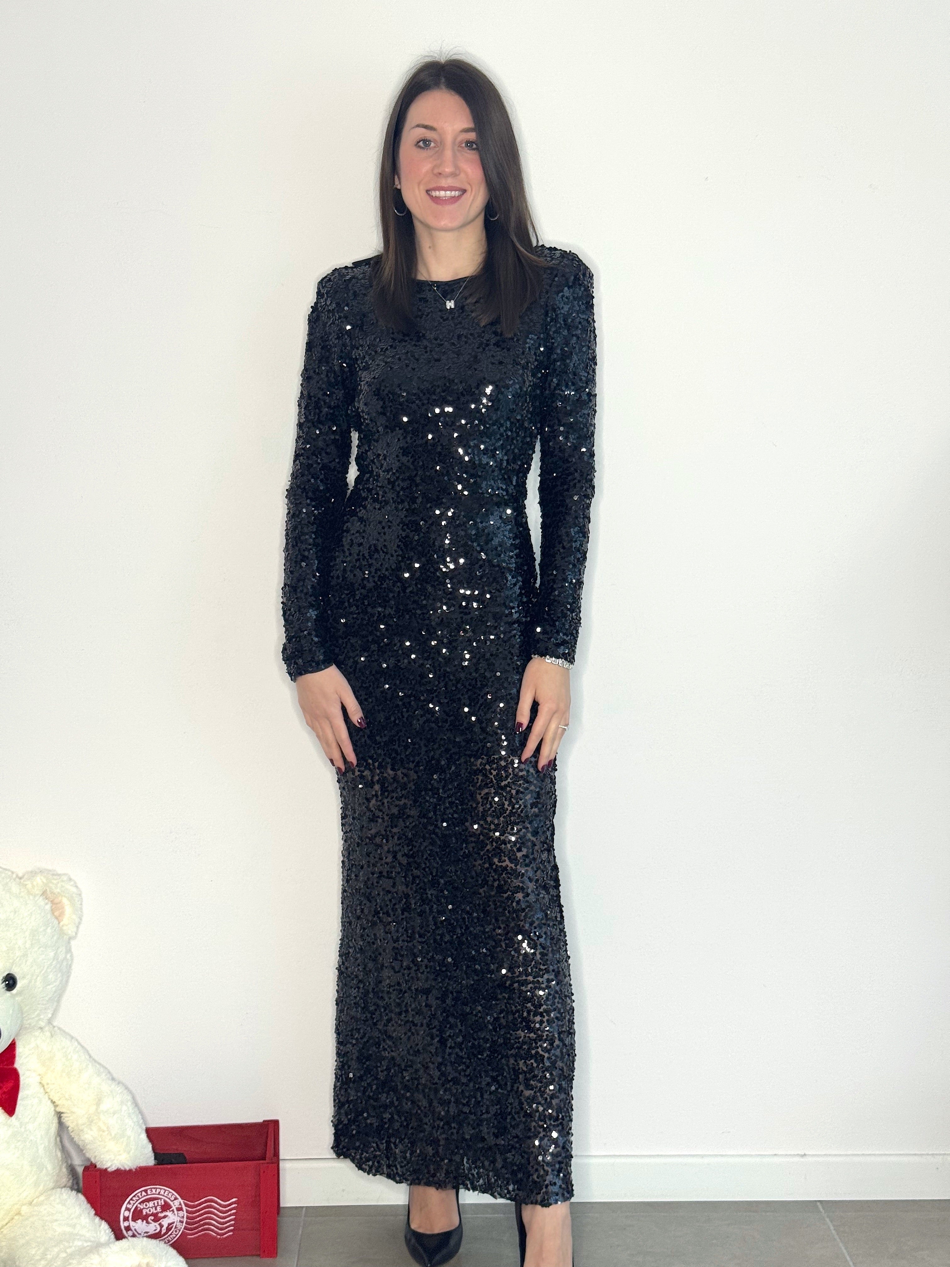 ABITO LUNGO PAILETTES NERO