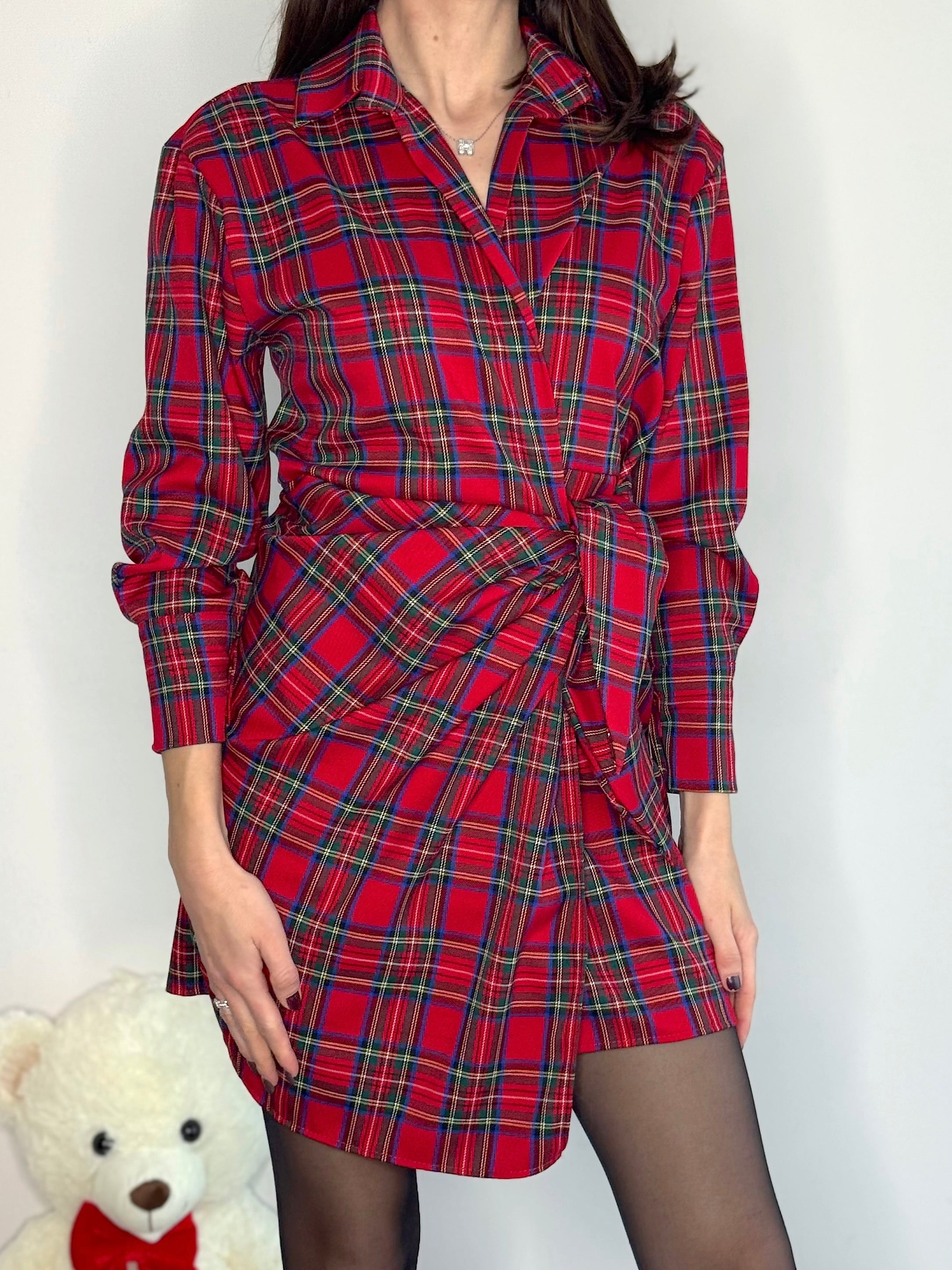 VESTITINO TARTAN A PORTAFOGLIO