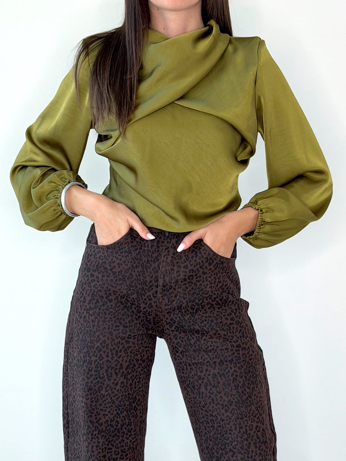 CAMICIA IN RASO INCROCIATA