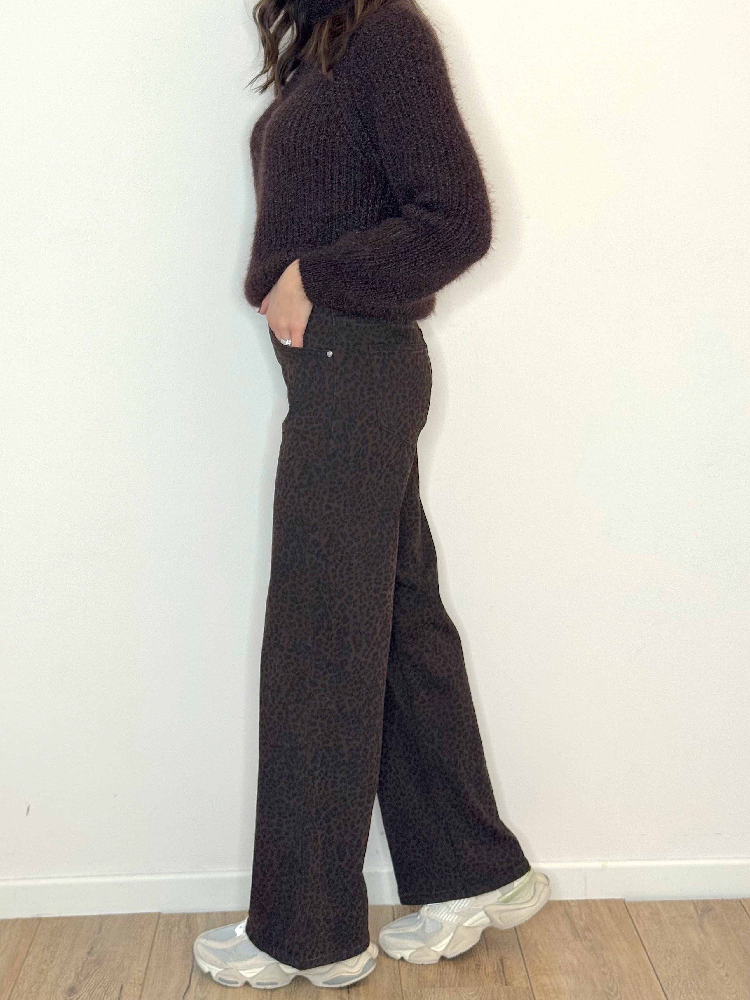 DENIM STRAIGHT CHOCOLATE ANIMALIER