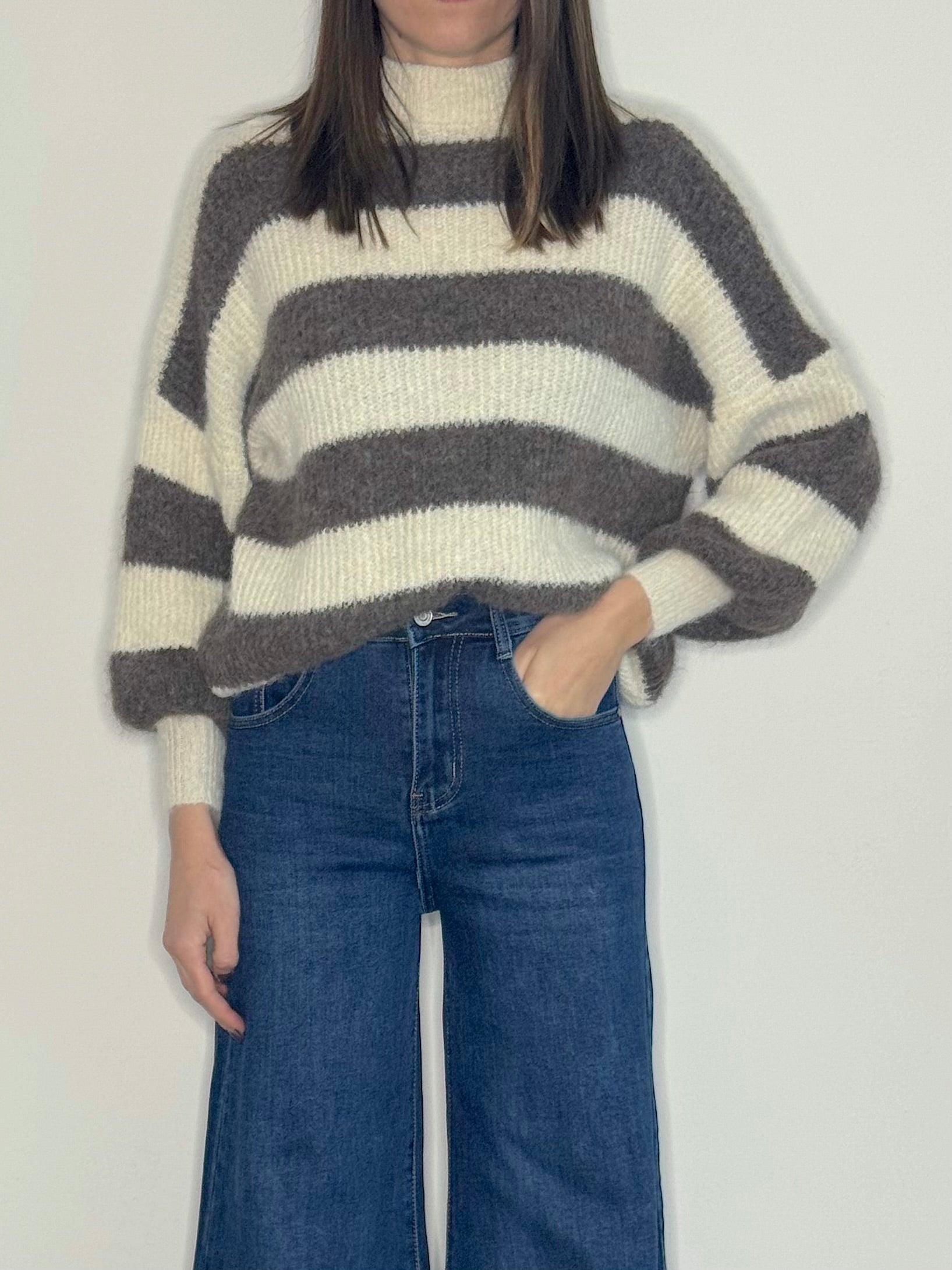 MAGLIONE RIGHE ( CON 12% DI LANA )