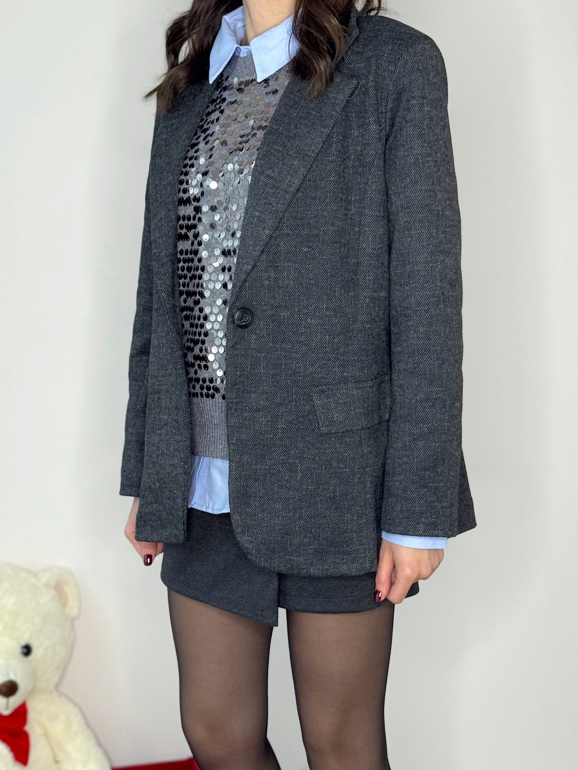 GIACCA GRIGIO ANTRACITE IN FLANELLA