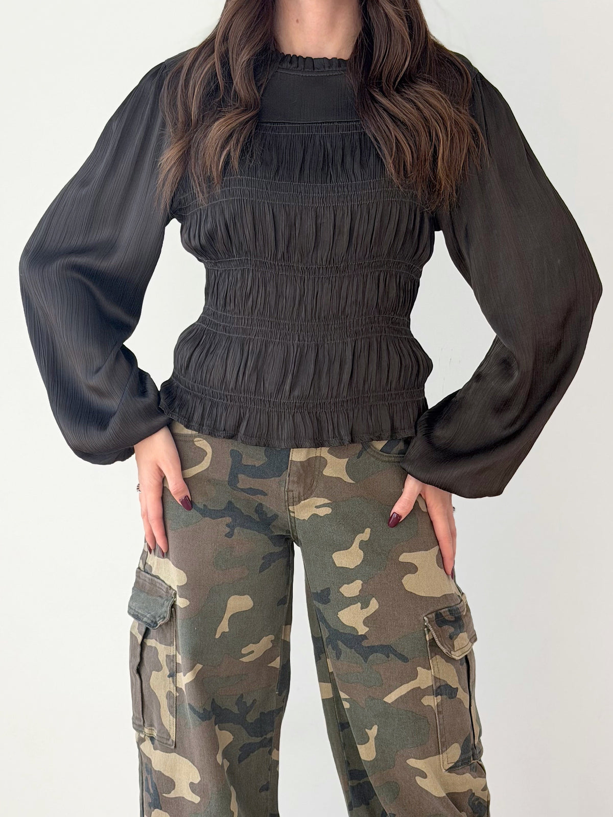 BLUSA IN RASO DRAPPEGGIATA