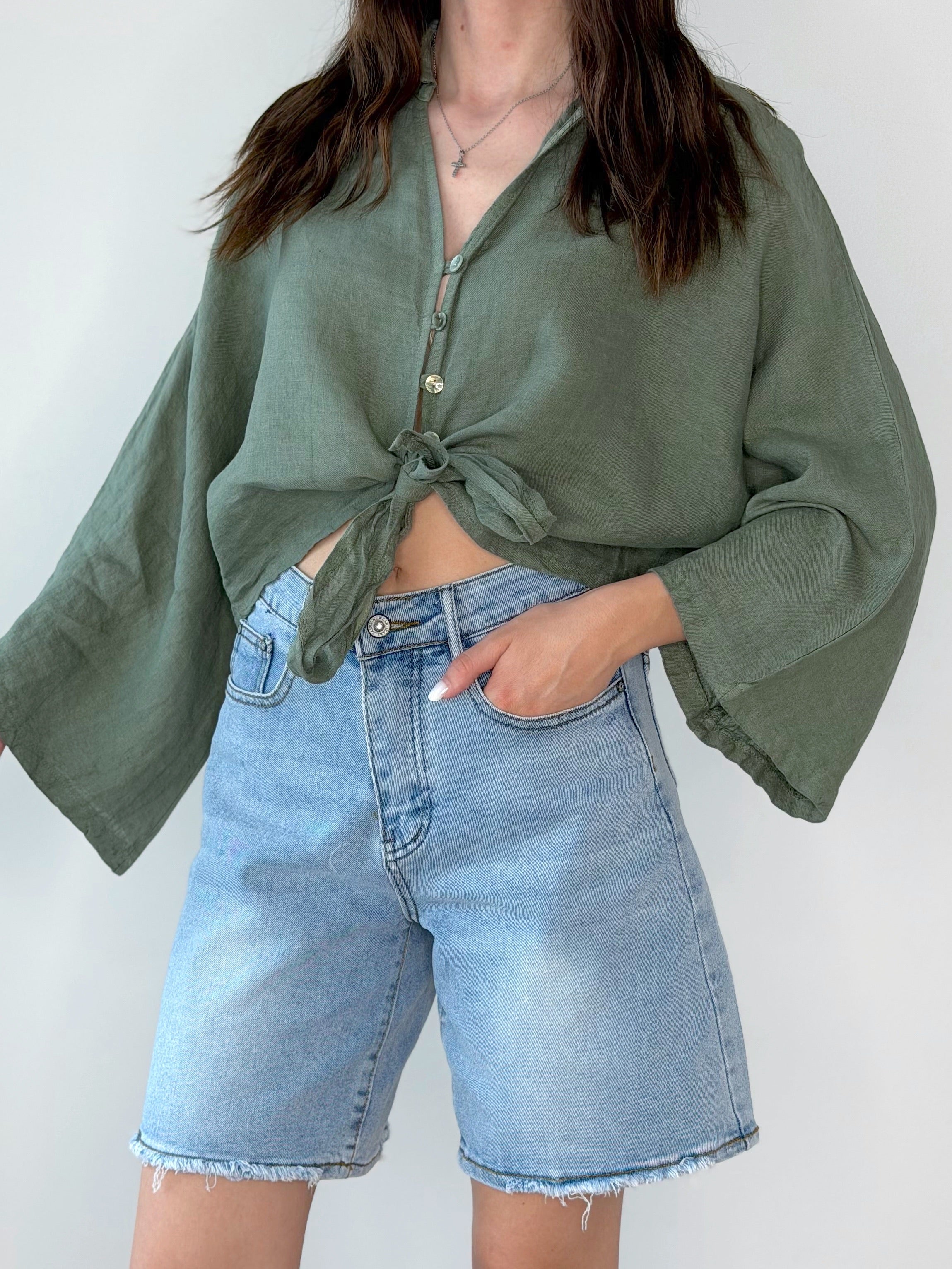 CAMICIA 100% LINO CON NODO
