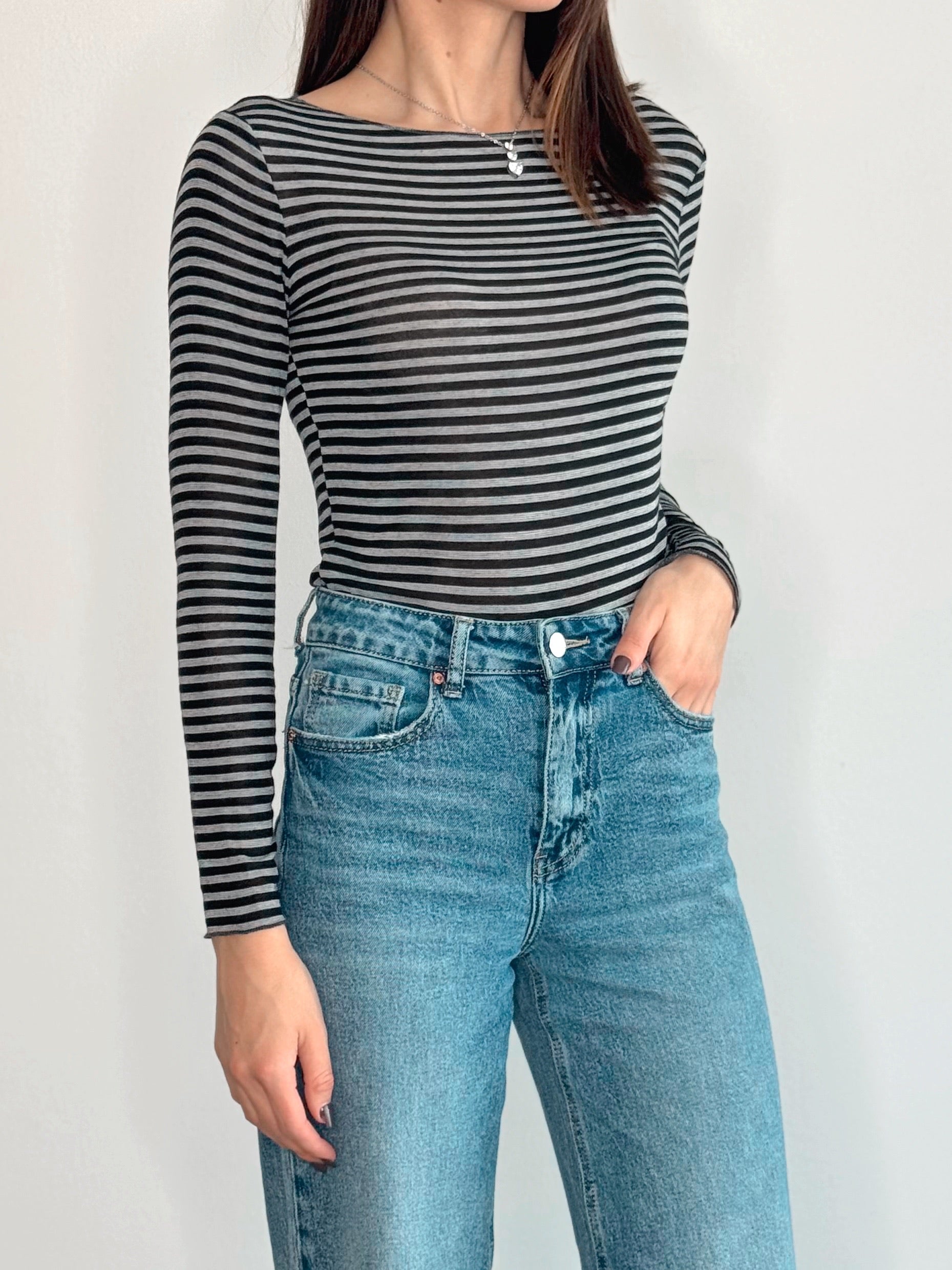 MAGLIONCINO MISTO CASHMERE A RIGHE ULTRALIGHT