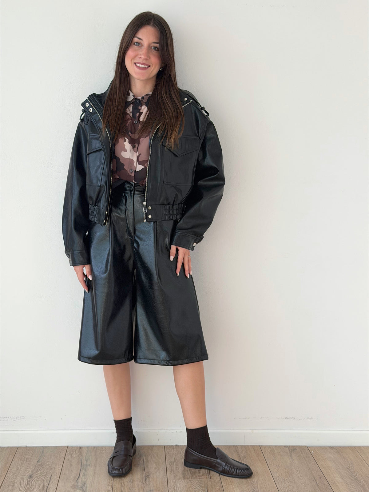 Bomber ecopelle lucido